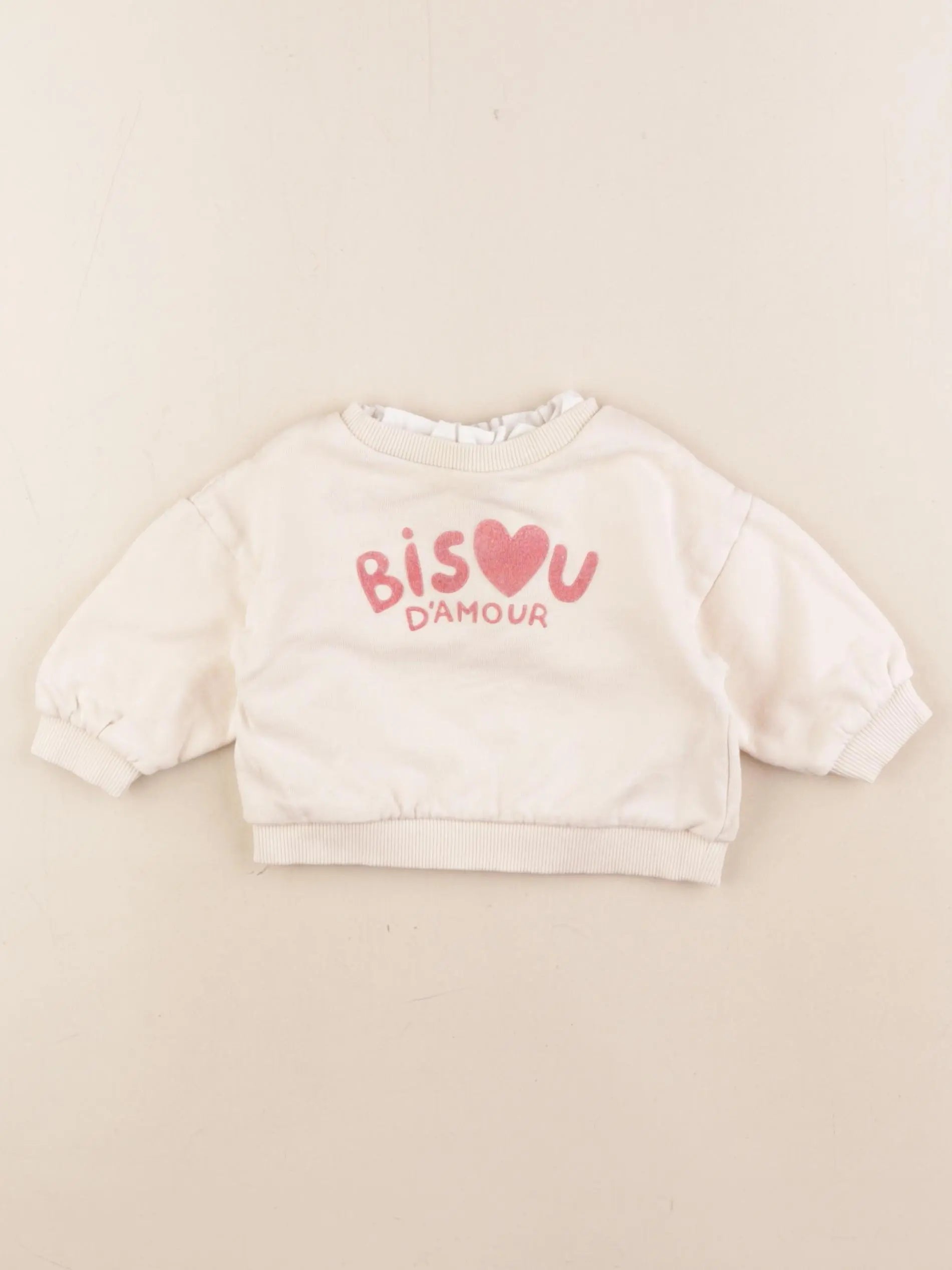 Vertbaudet - sweat beige - 6 mois
