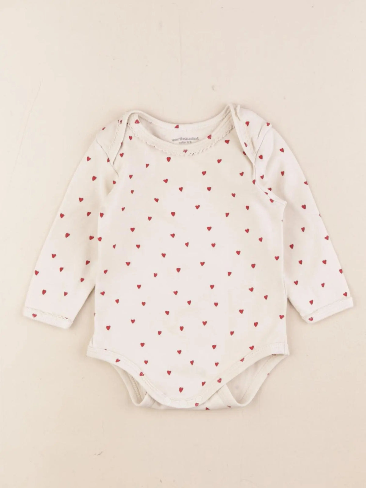 Vertbaudet - body beige, rouge - 6 mois