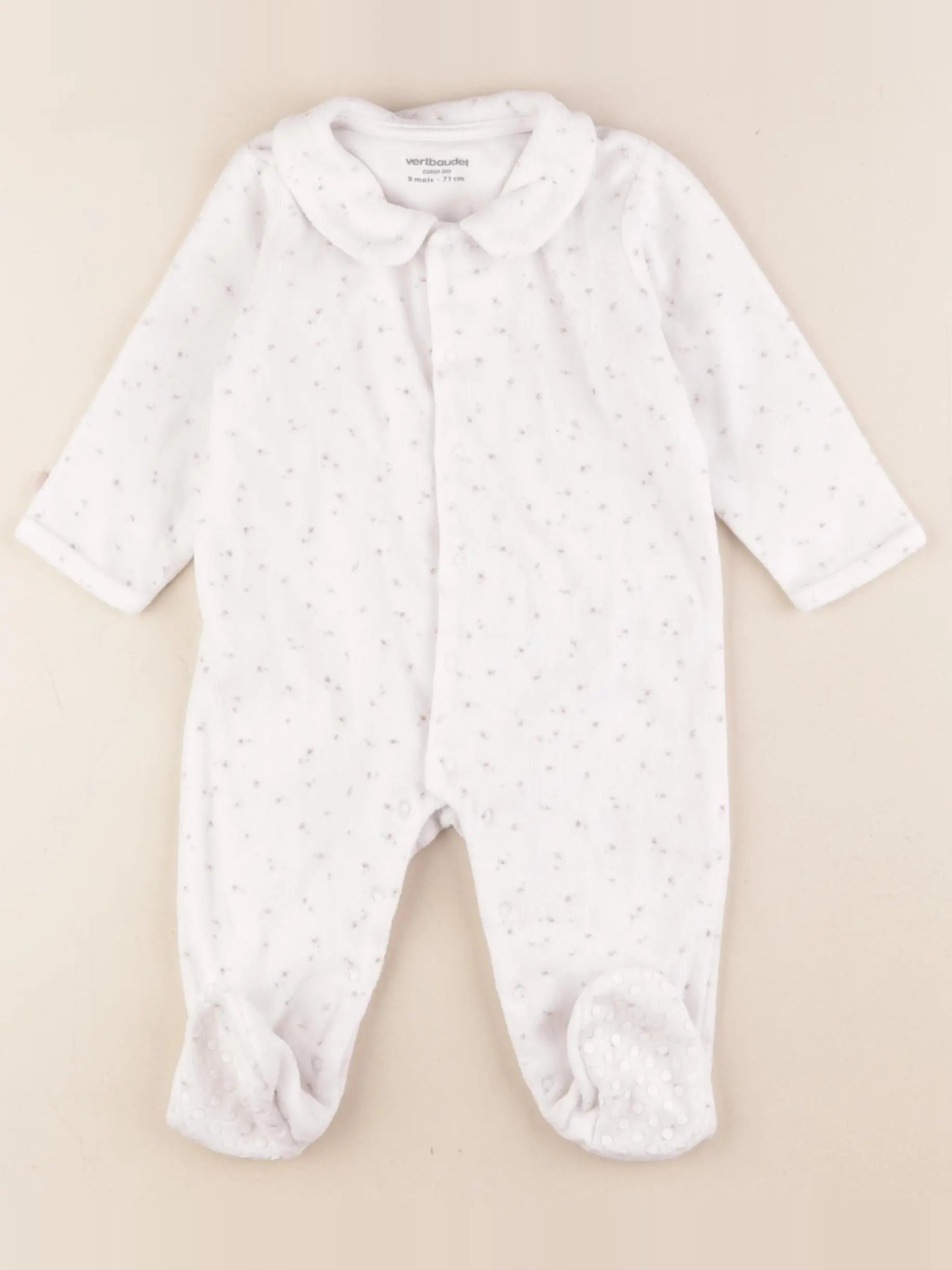 Vertbaudet - pyjama velours blanc - 9 mois