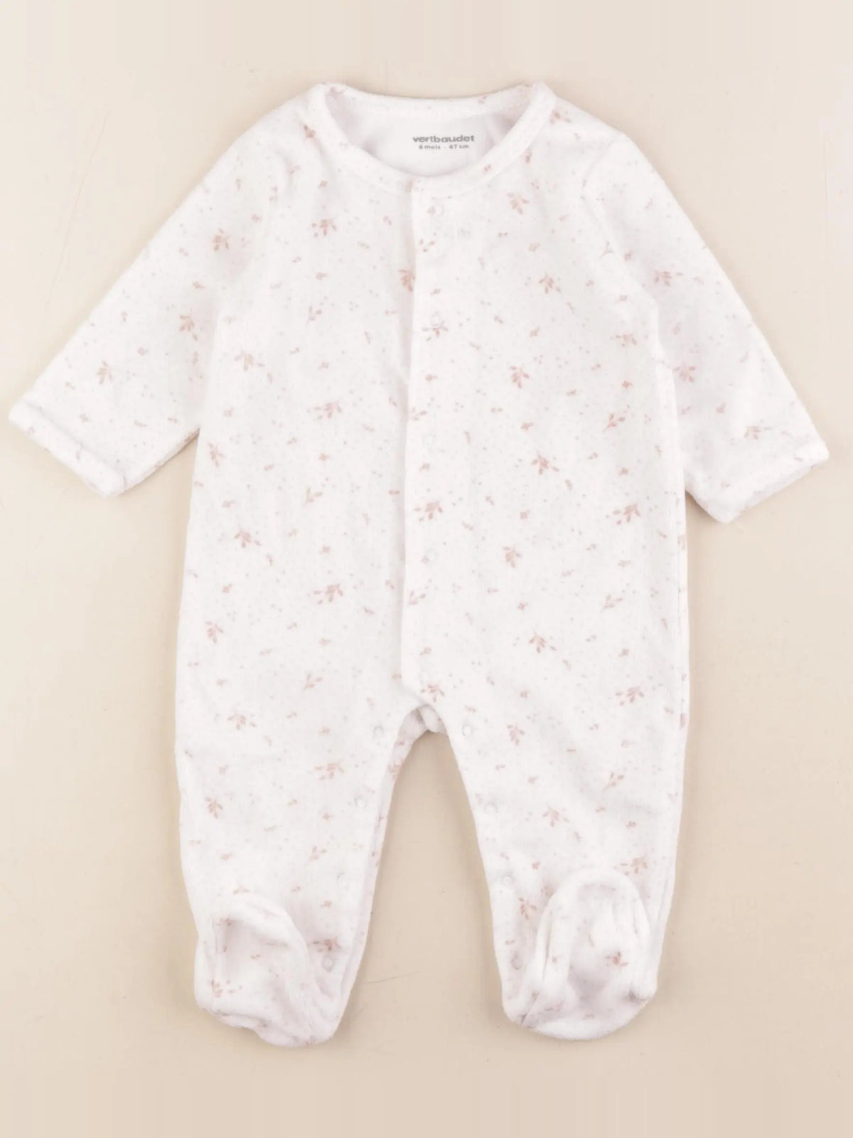 Vertbaudet - pyjama velours rose - 6 mois