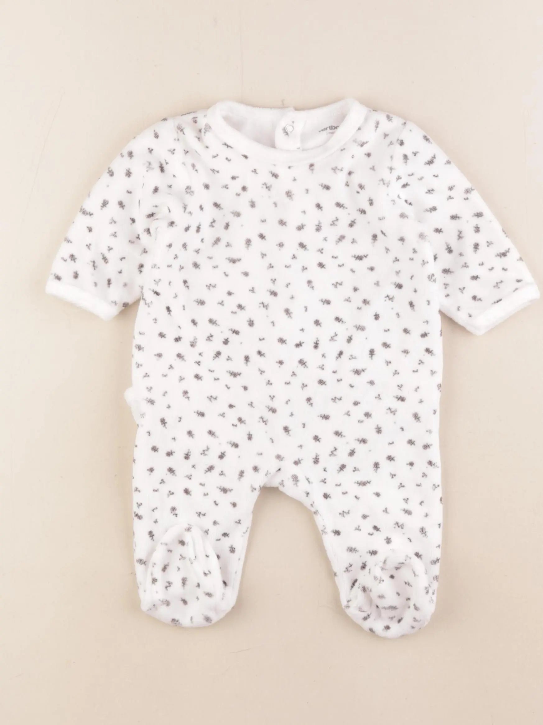 Vertbaudet - pyjama velours noir, blanc - 3 mois