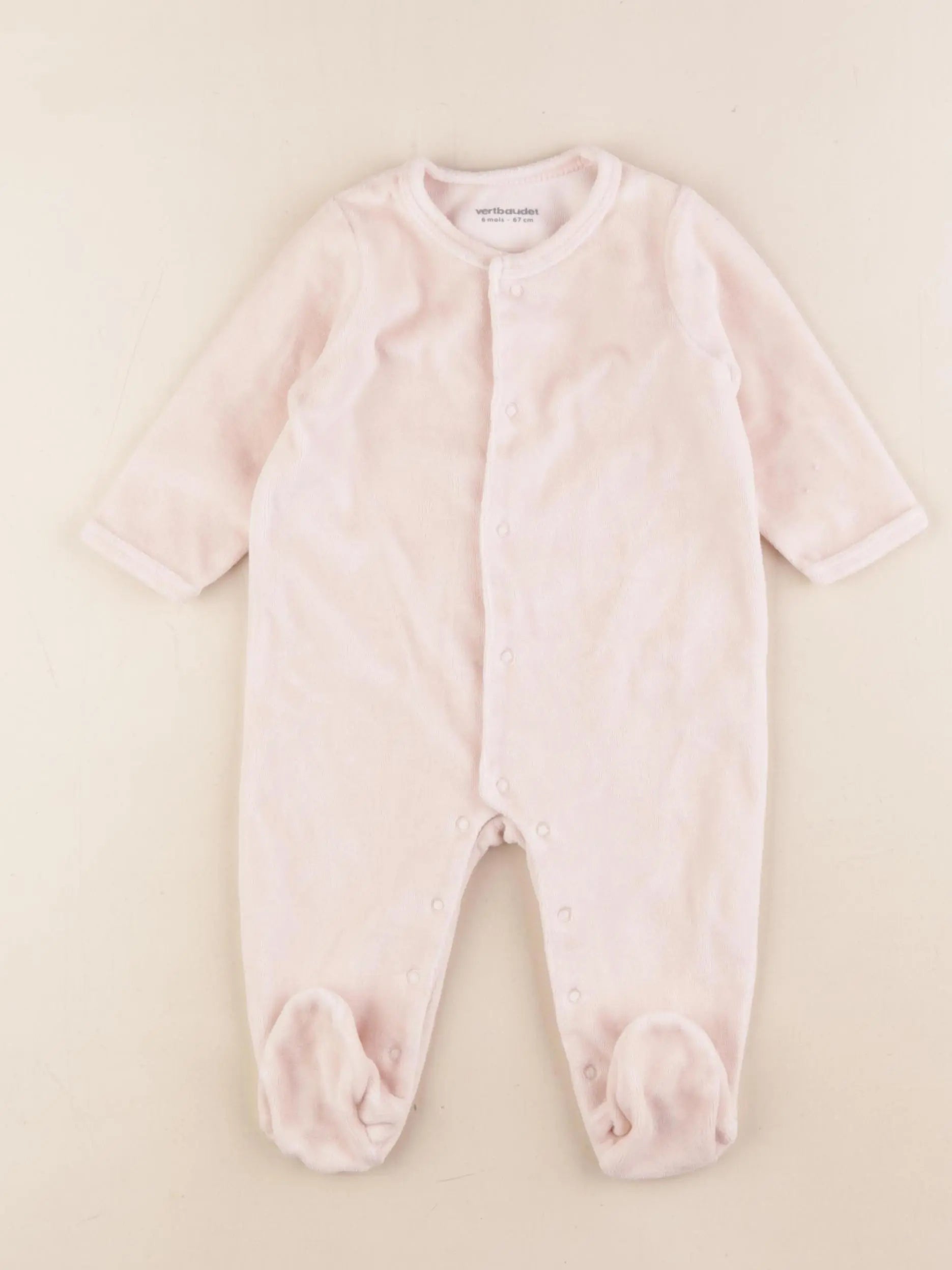 Vertbaudet - pyjama velours rose - 6 mois
