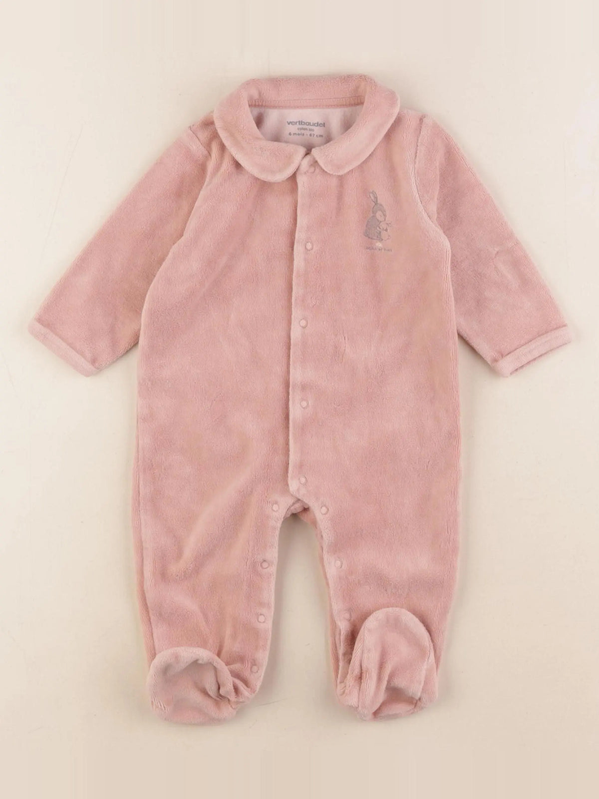 Vertbaudet - pyjama velours rose - 6 mois