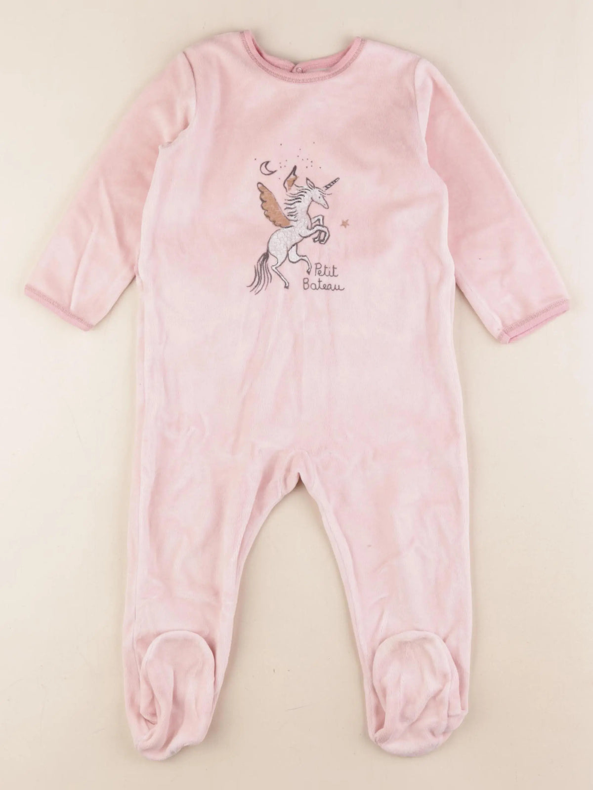 Petit Bateau - pyjama velours rose - 24 mois