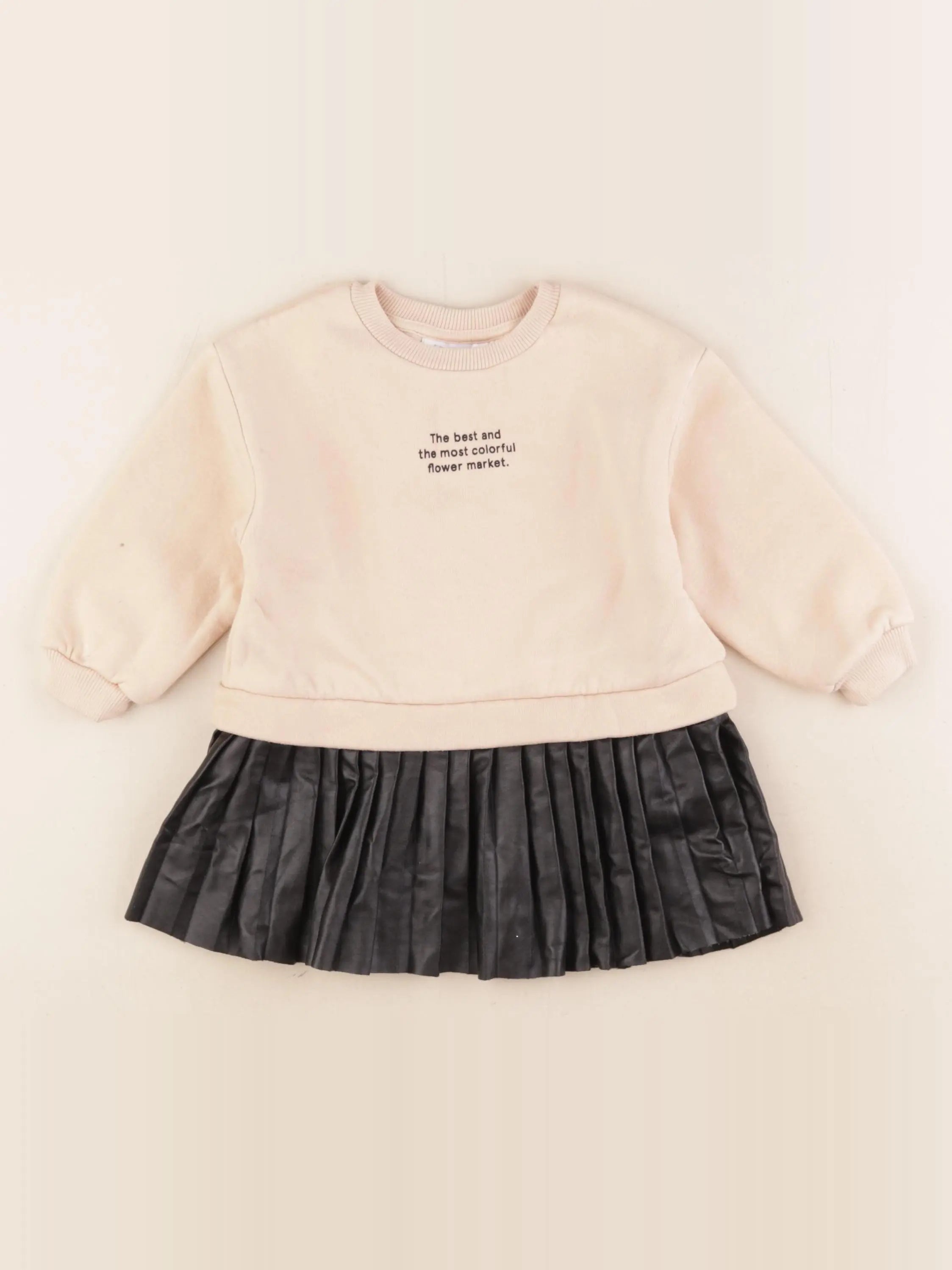 Zara - robe imprimé au dos noir, beige - 9/12 mois