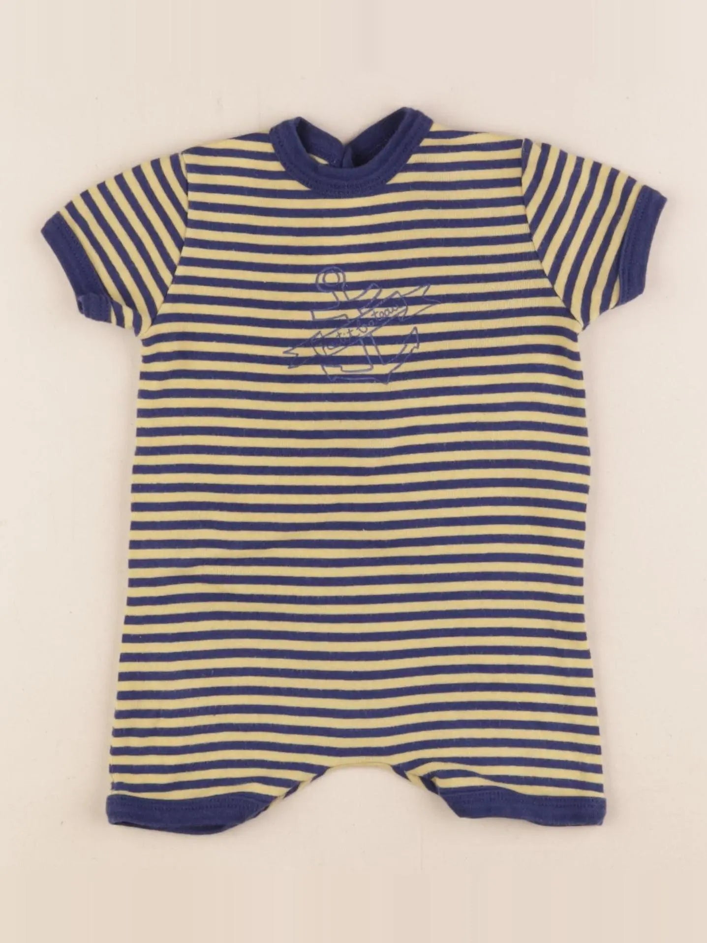 Petit Bateau - pyjama coton jaune, bleu - 3 mois