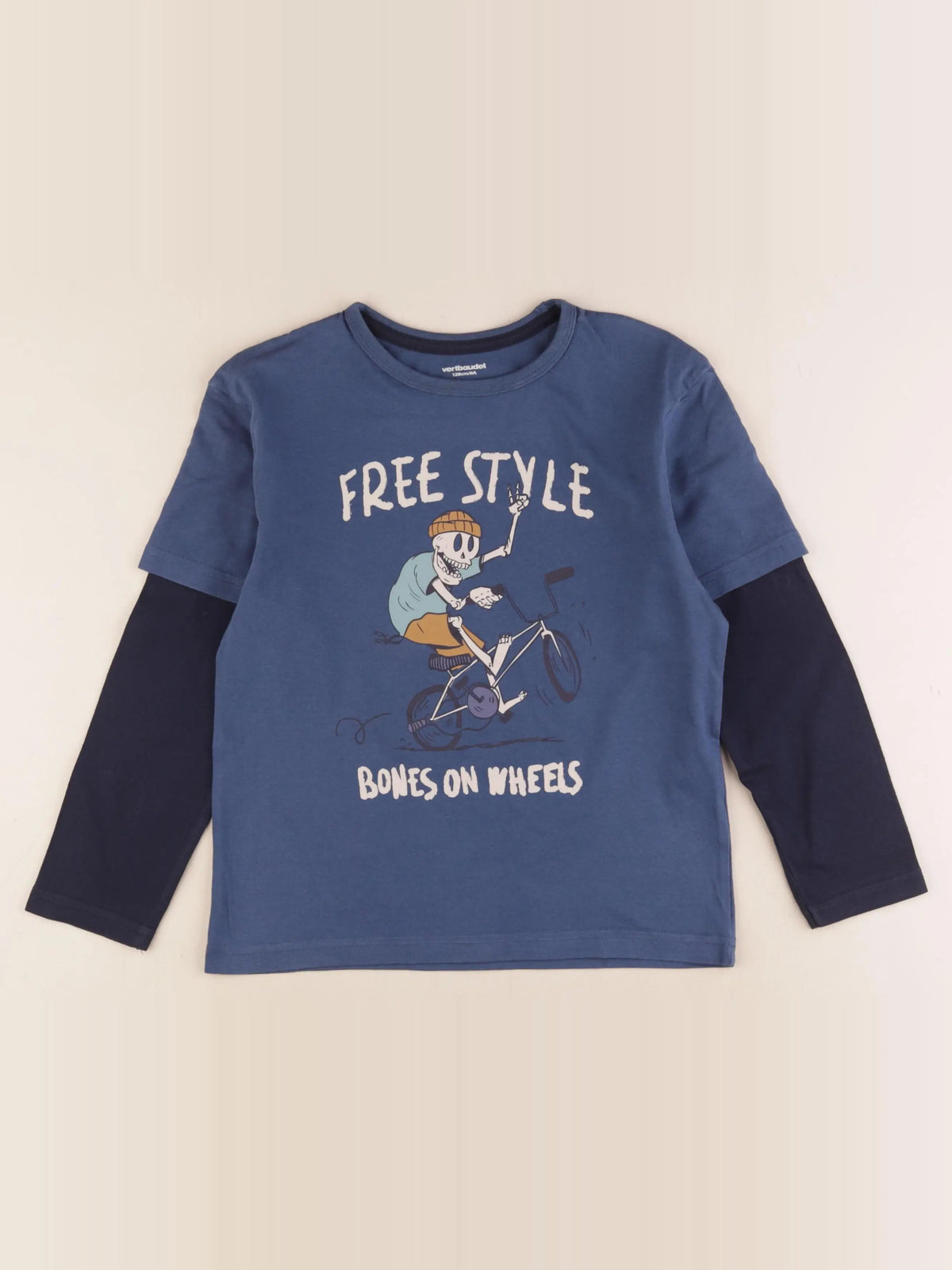 Vertbaudet - tee-shirt bleu - 8 ans