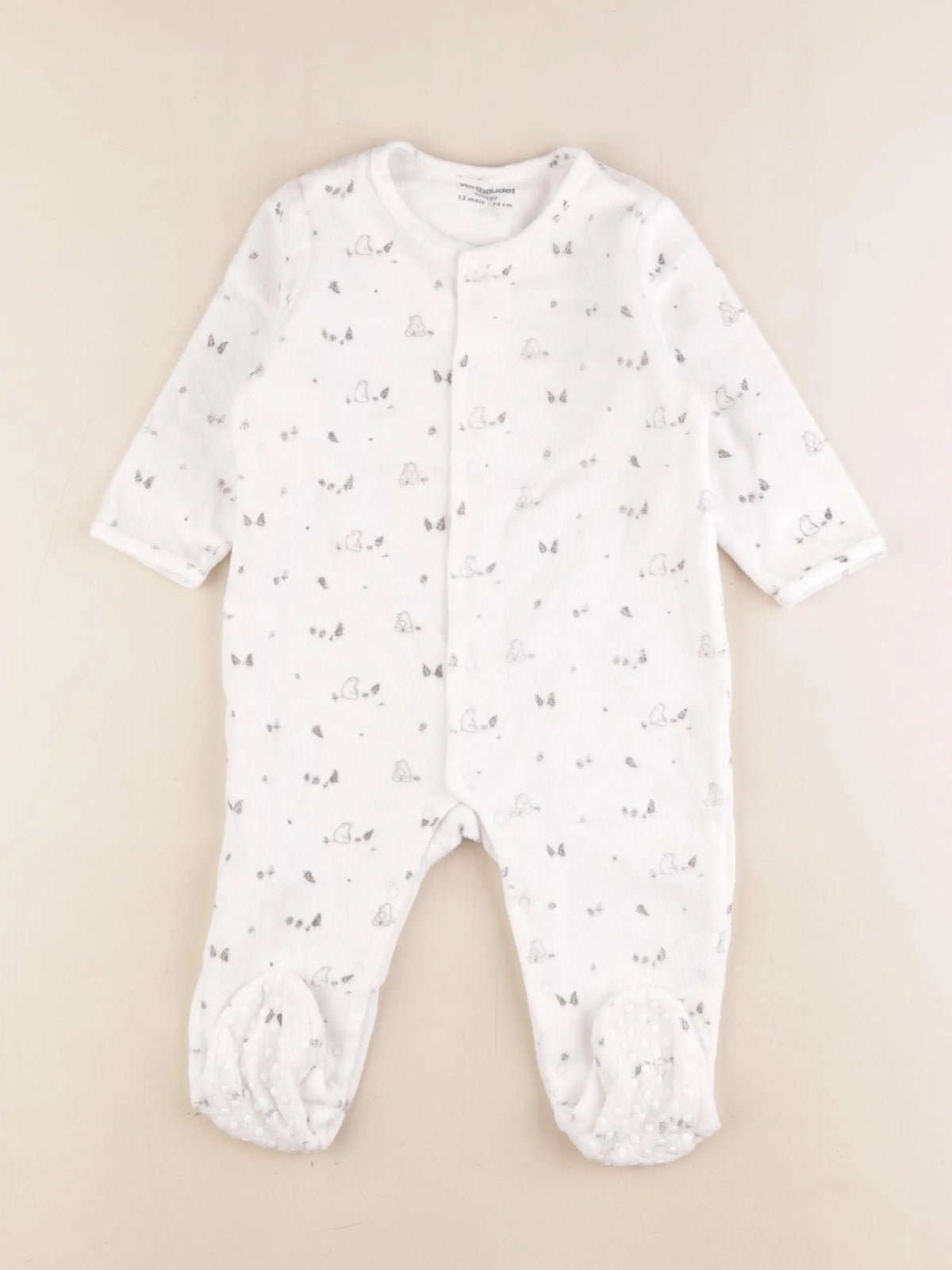 Vertbaudet - pyjama velours blanc - 12 mois