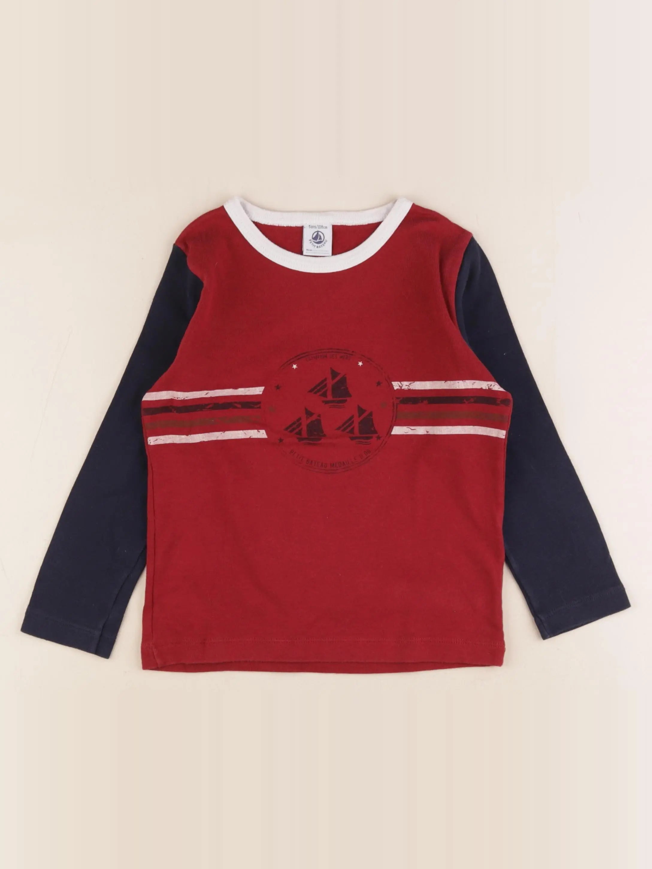 Petit Bateau - tee-shirt rouge - 5 ans