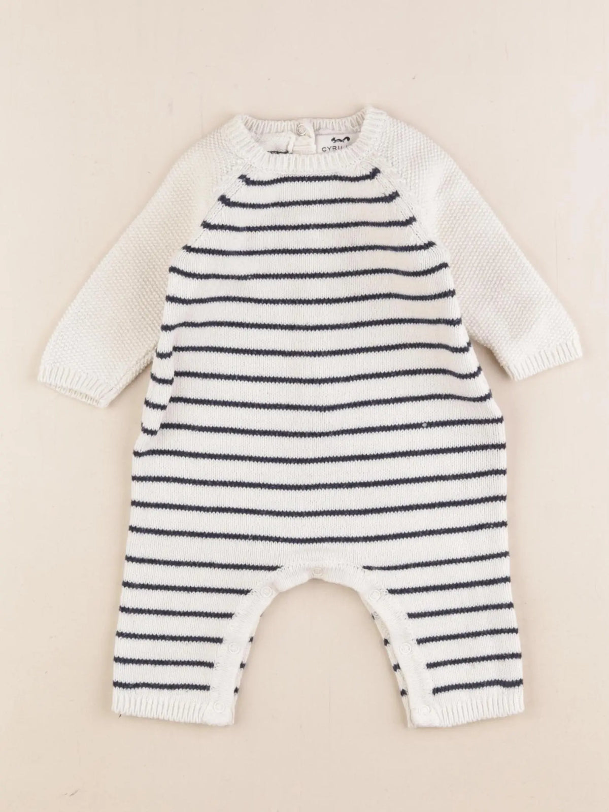 Cyrillus - combinaison beige, bleu - 1 mois