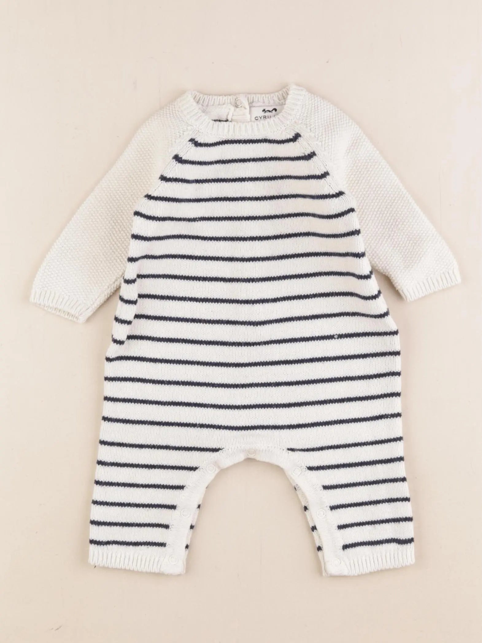 Cyrillus - combinaison beige, bleu - 1 mois