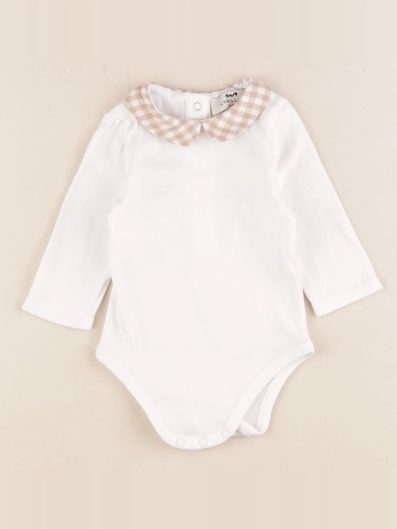 Cyrillus - body à col blanc, beige - 3 mois
