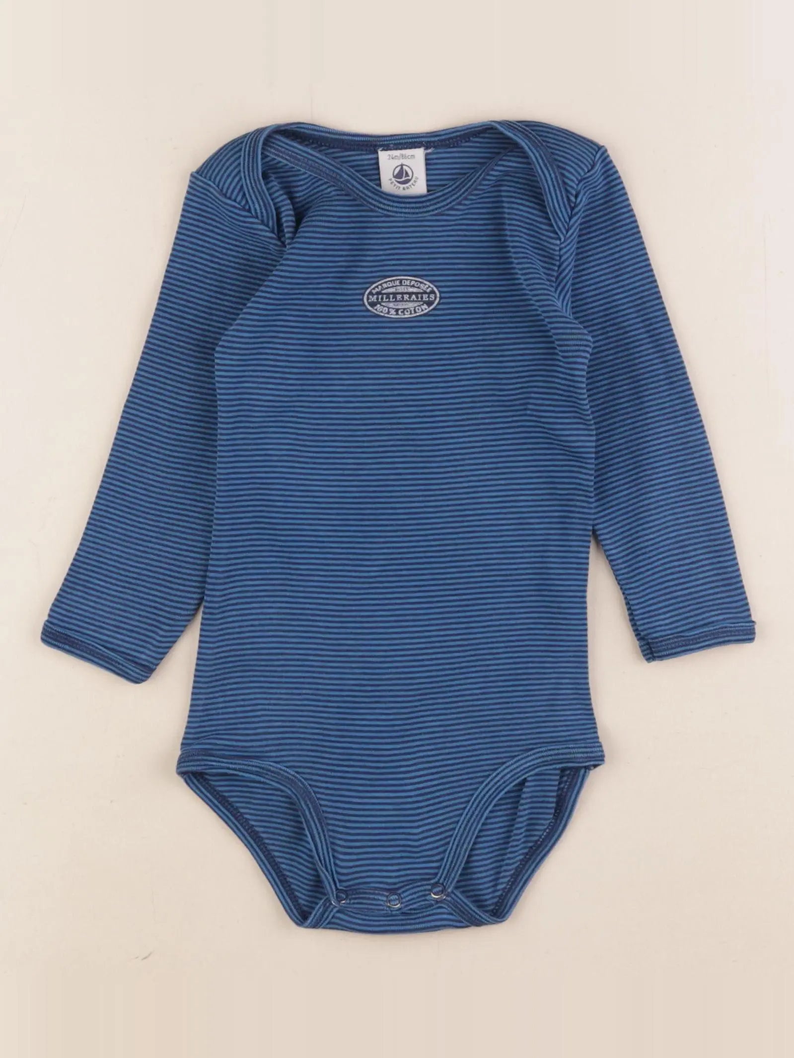 Petit Bateau - body bleu - 24 mois