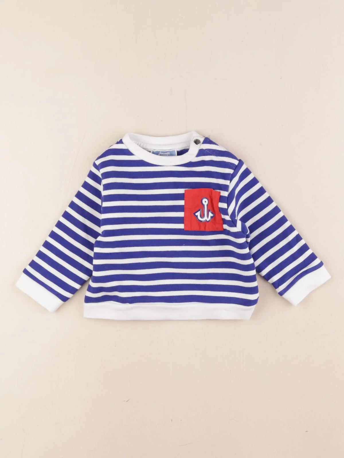 Jacadi - sweat bleu, blanc - 12 mois