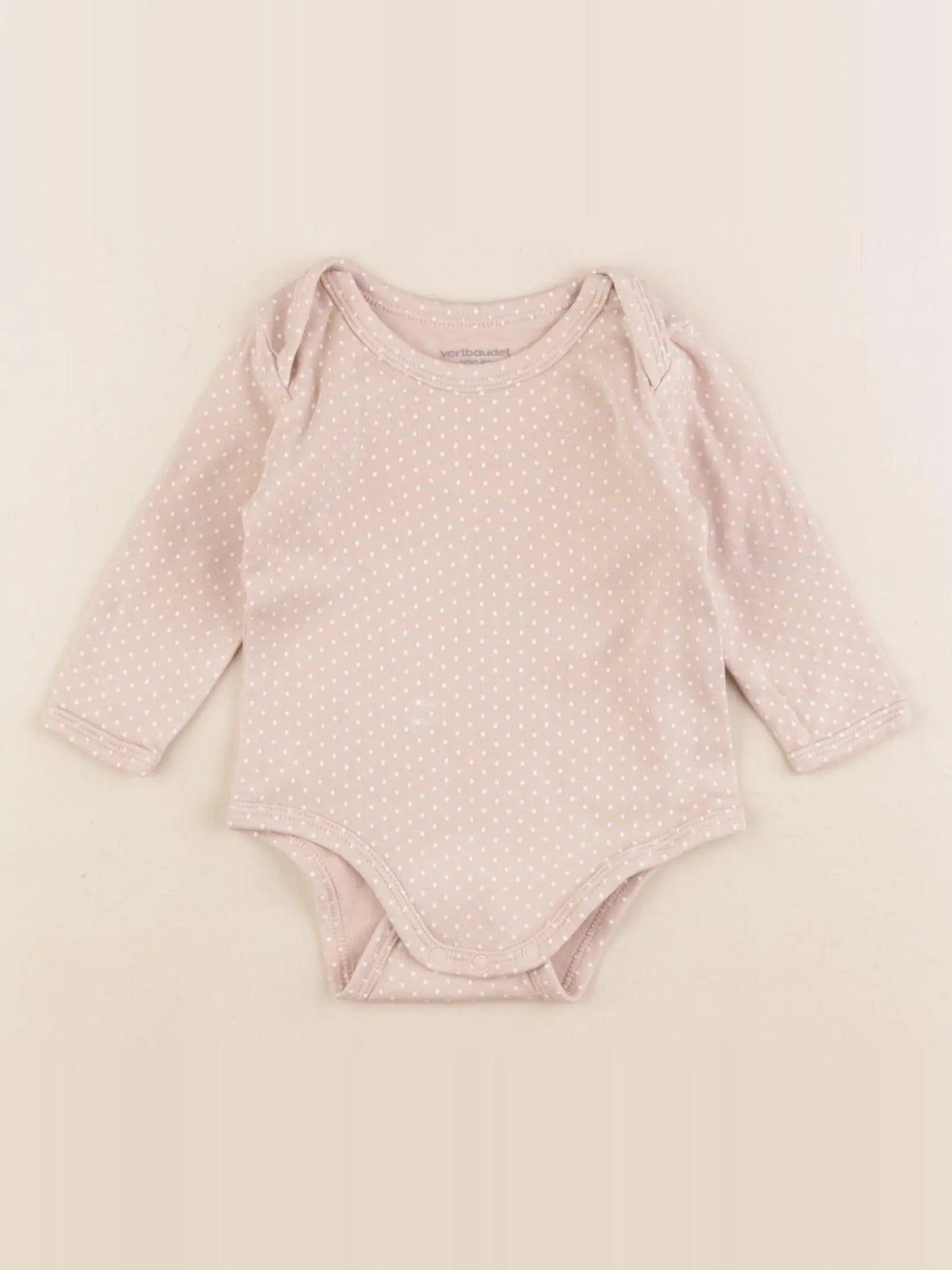 Vertbaudet - body blanc, marron - 6 mois