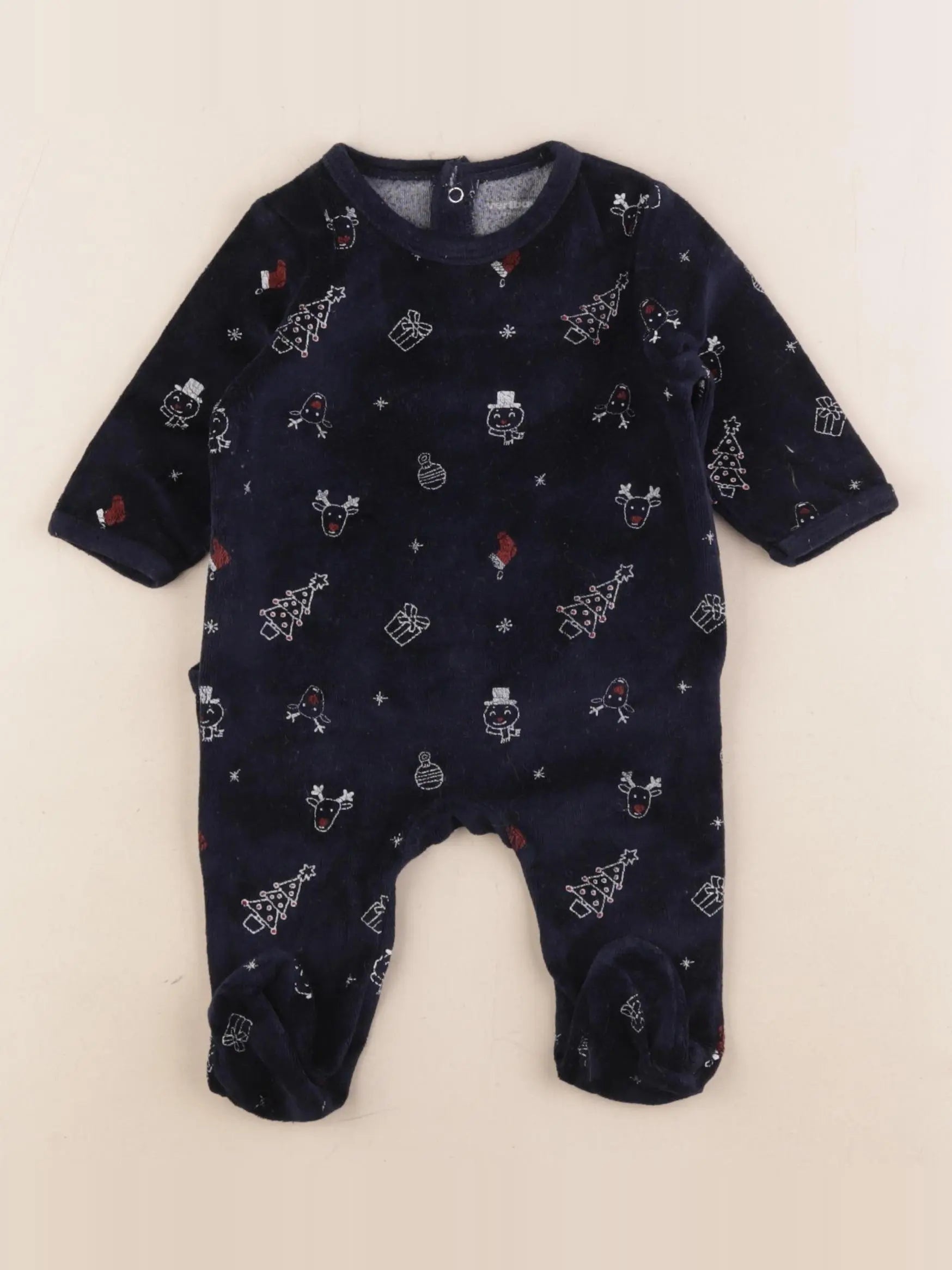 Vertbaudet - pyjama velours bleu - 3 mois