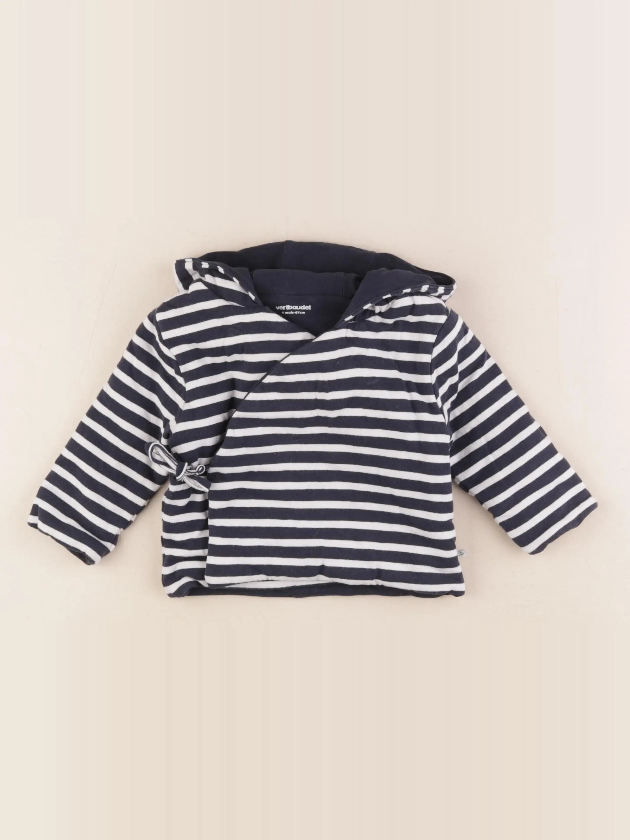Vertbaudet - veste doublé bleu, blanc - 6 mois