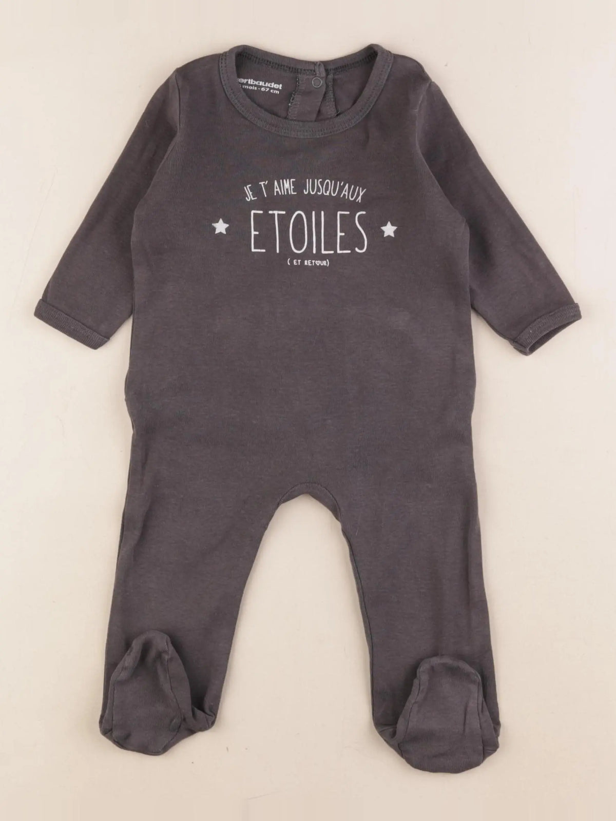 Vertbaudet - pyjama coton argent, gris - 6 mois