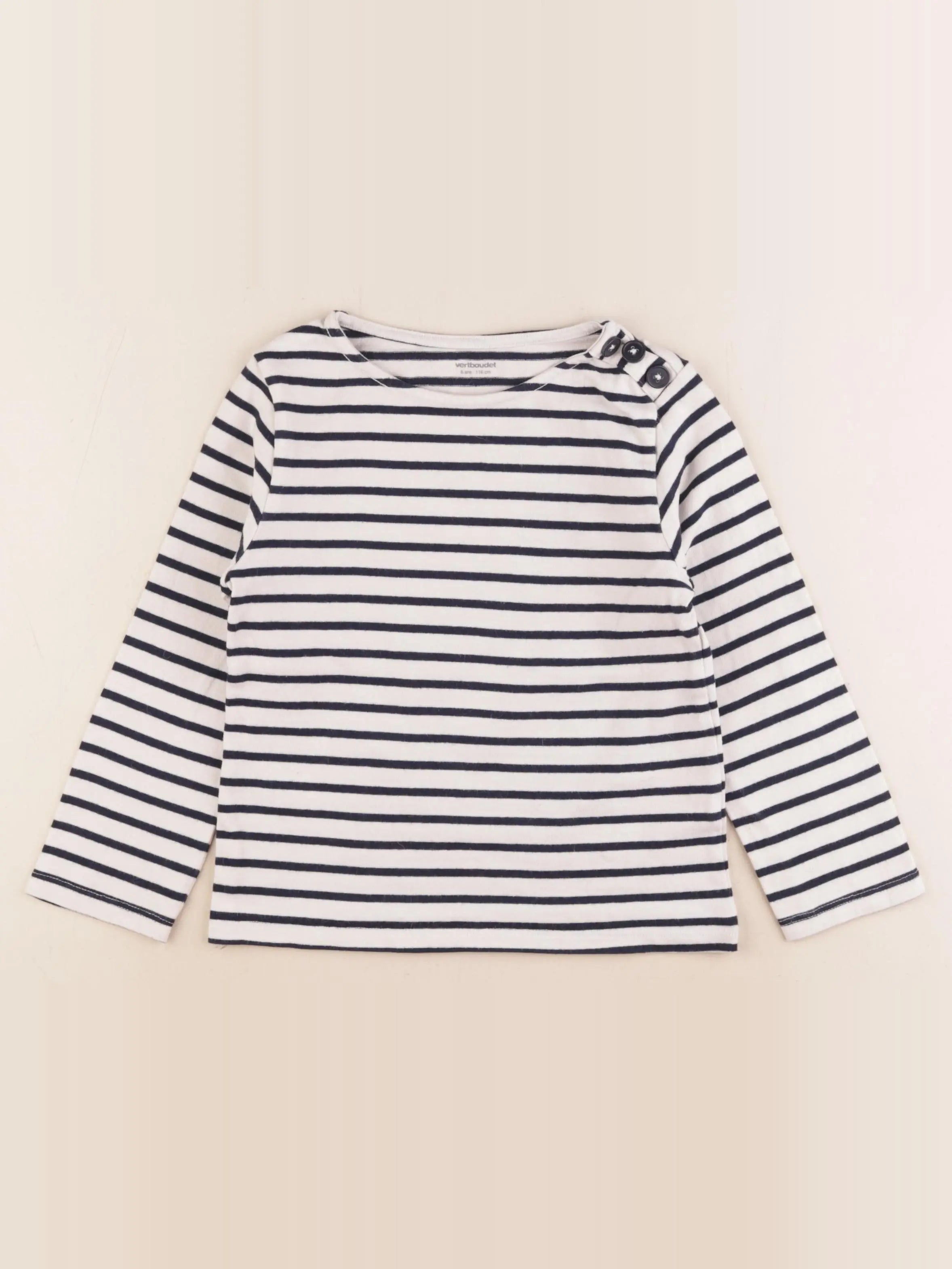 Vertbaudet - tee-shirt blanc, bleu - 6 ans