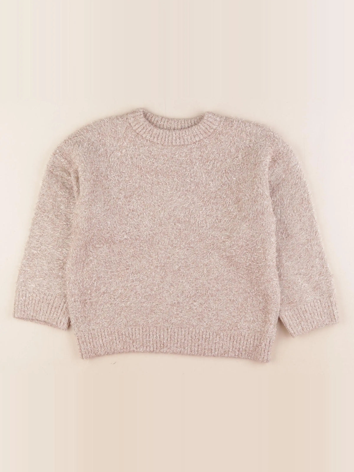 Vertbaudet - pull beige, or - 6 ans