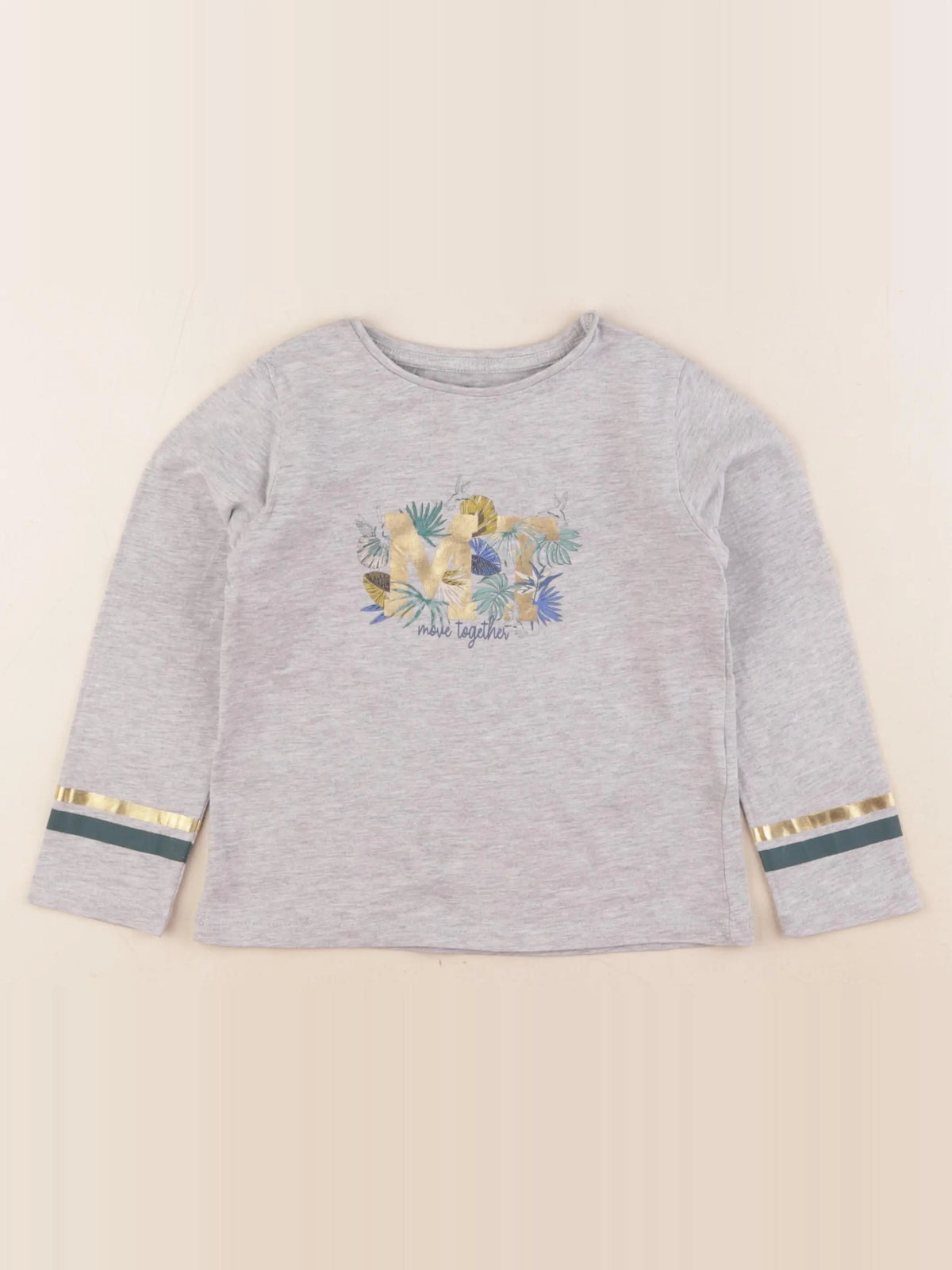 Vertbaudet - tee-shirt gris, or - 4 ans