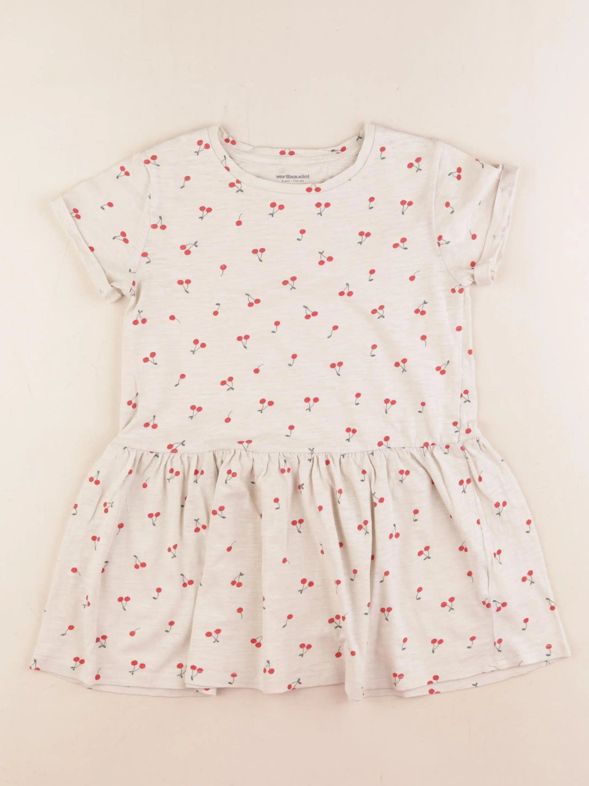 Vertbaudet - robe beige, rouge - 5 ans