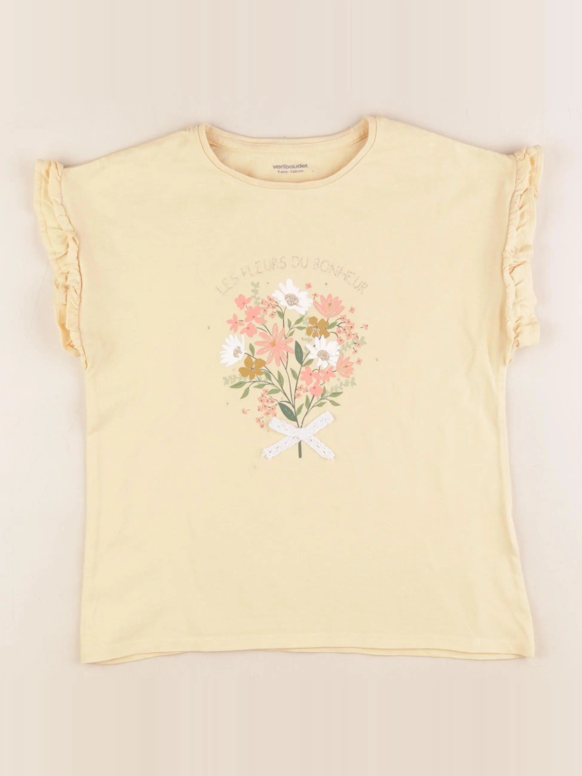 Vertbaudet - tee-shirt jaune - 8 ans