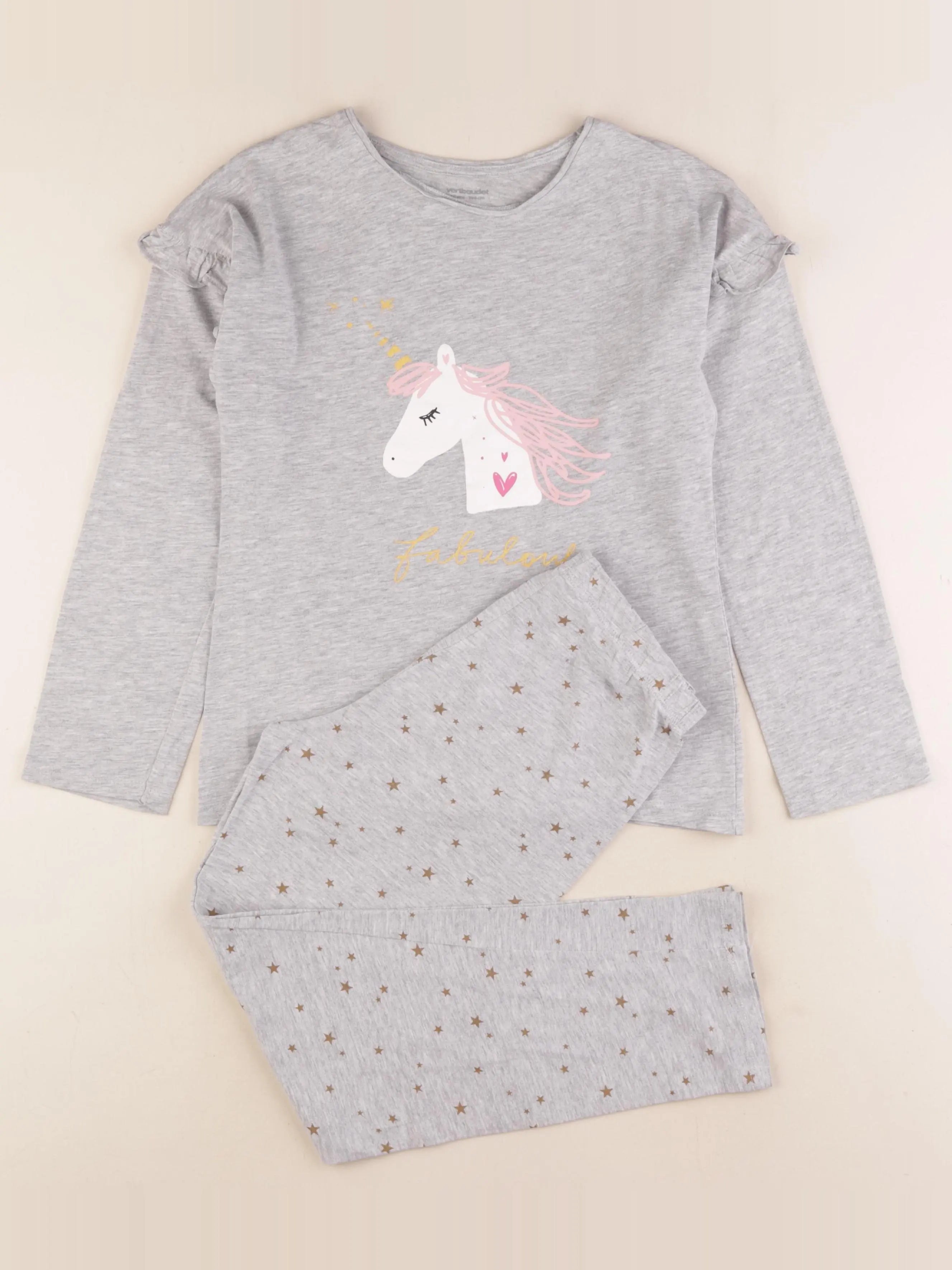 Vertbaudet - pyjama coton gris - 10 ans