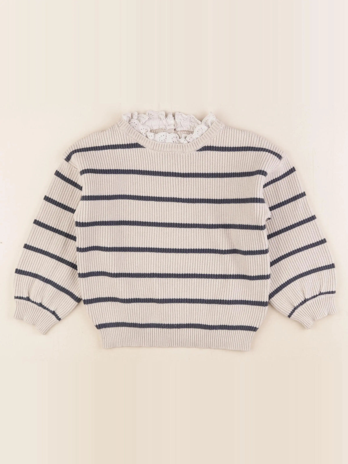 Vertbaudet - pull beige, bleu - 6 ans