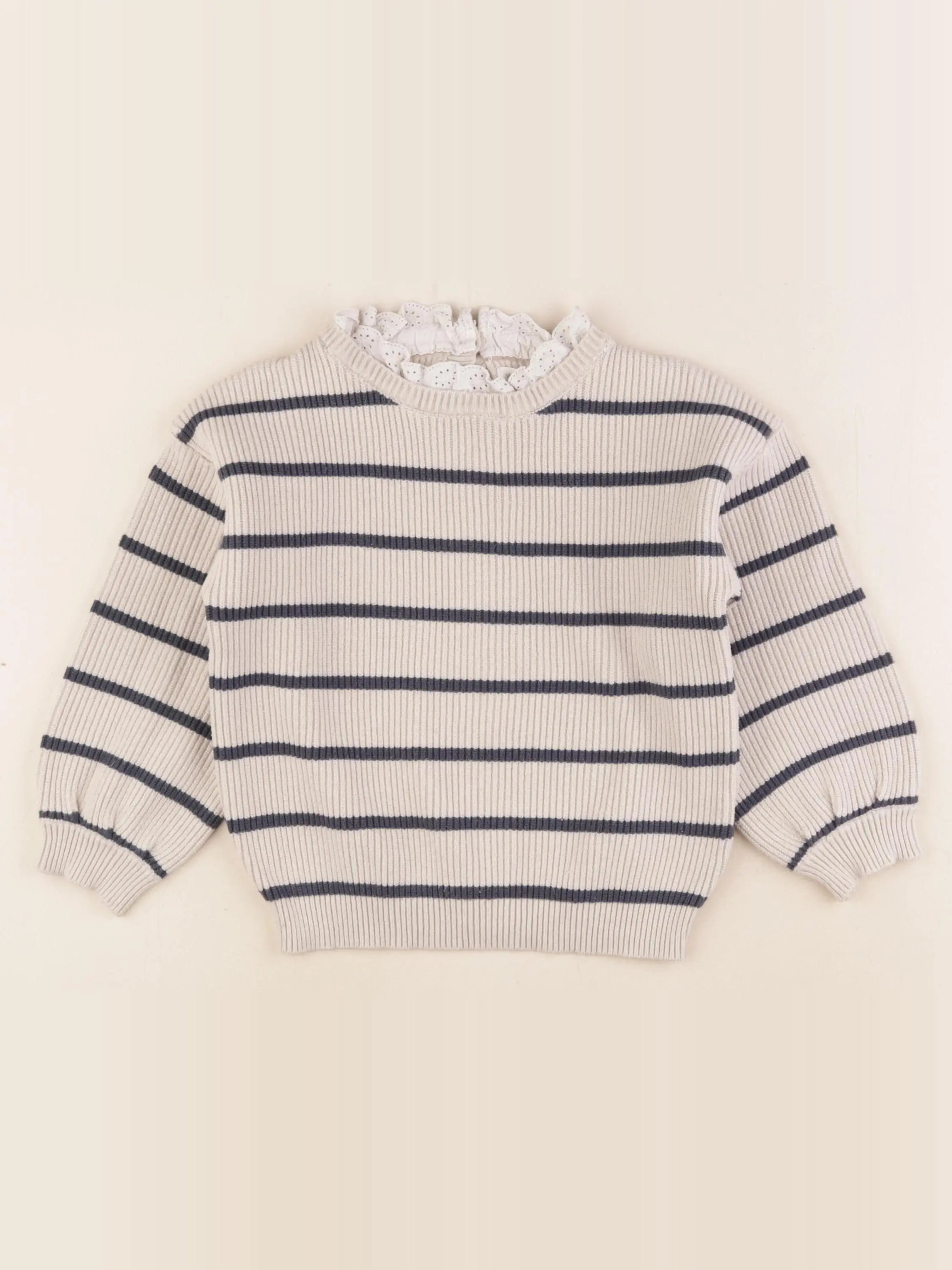 Vertbaudet - pull beige, bleu - 6 ans