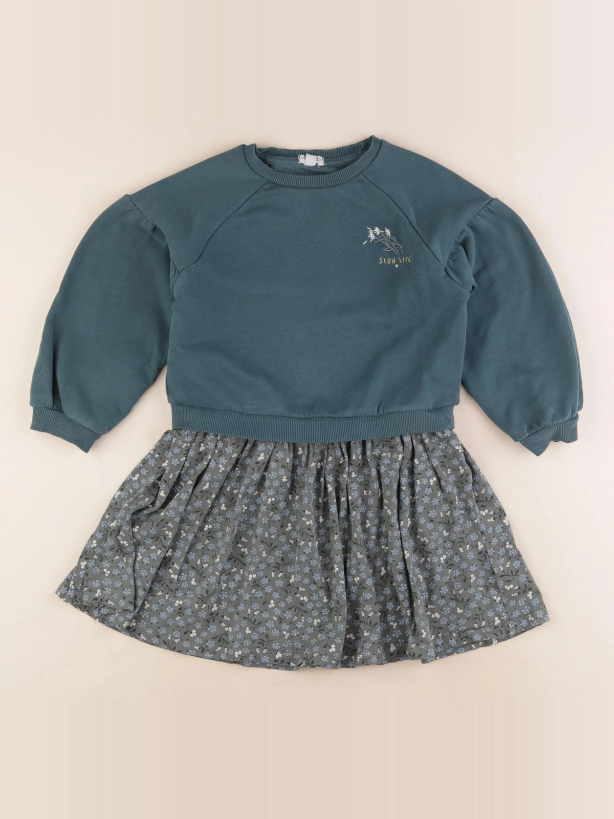 Vertbaudet - robe or, bleu - 6 ans