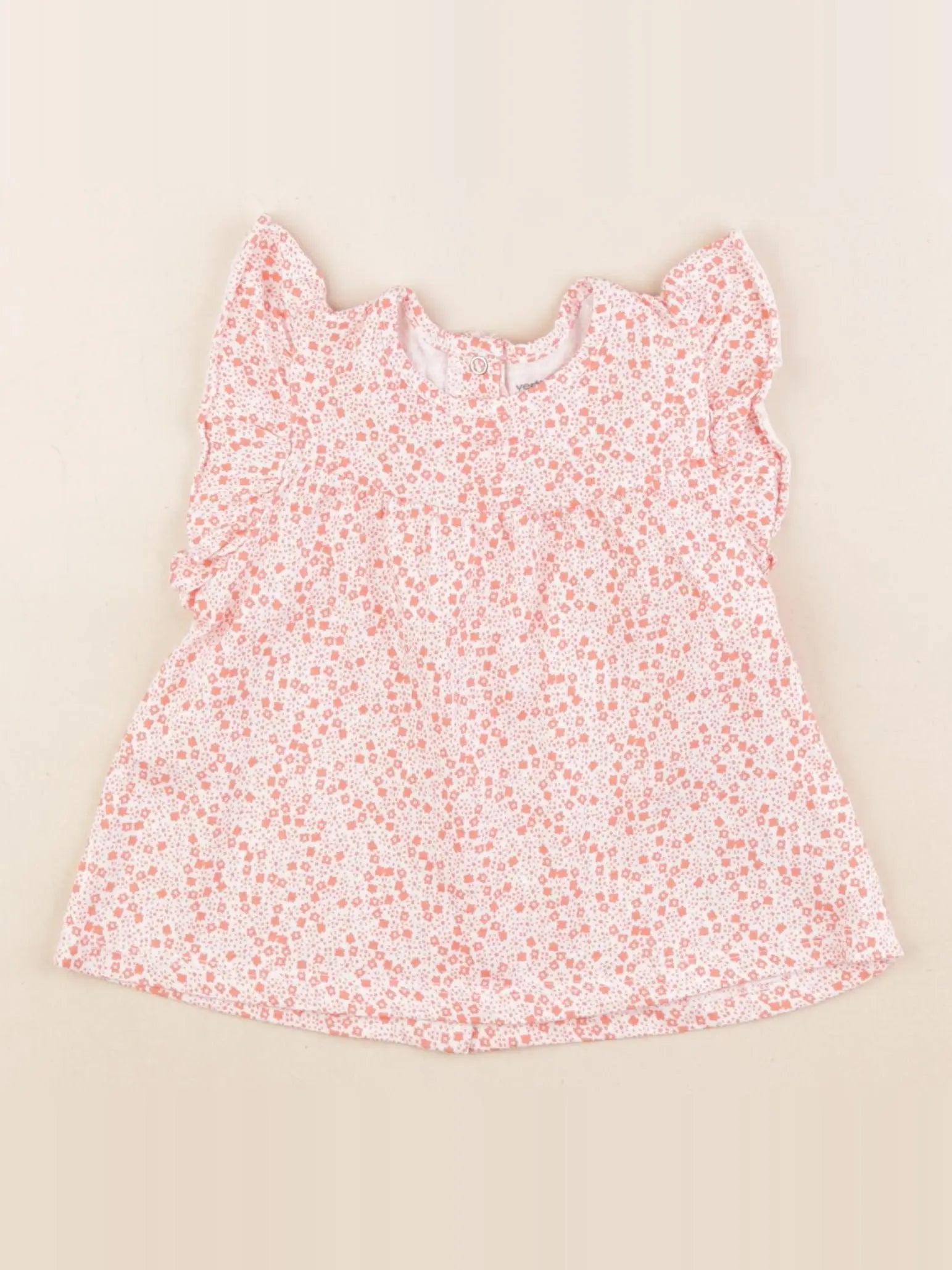 Vertbaudet - tee-shirt blanc, rose - 18 mois