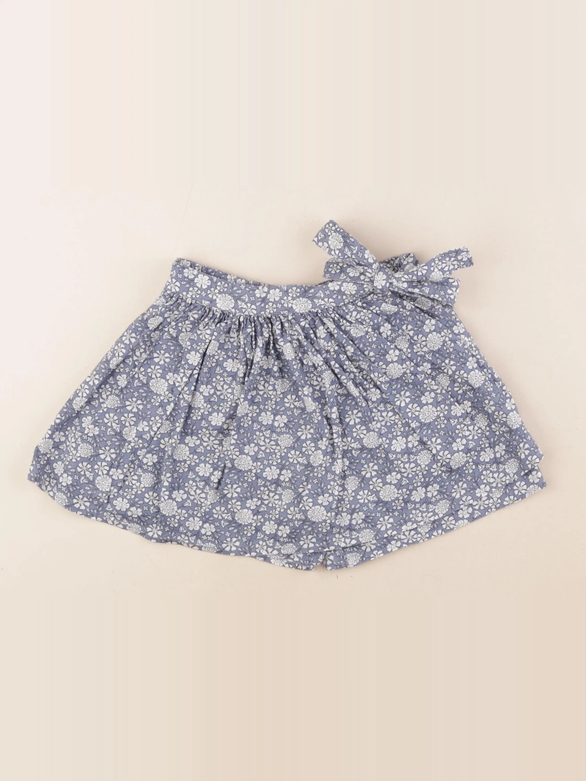 Vertbaudet - jupe short bleu, blanc - 7 ans