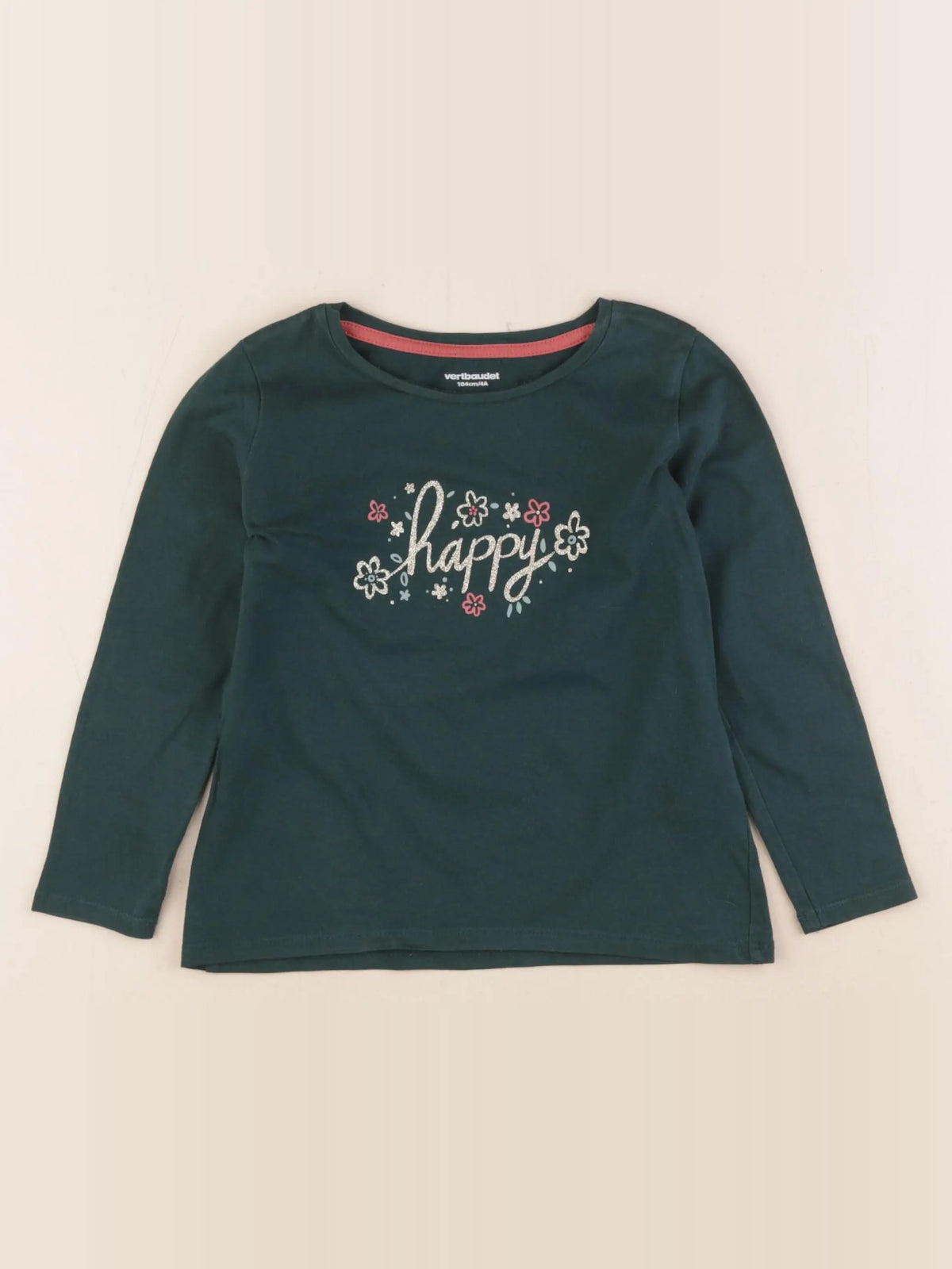 Vertbaudet - tee-shirt or, vert - 4 ans