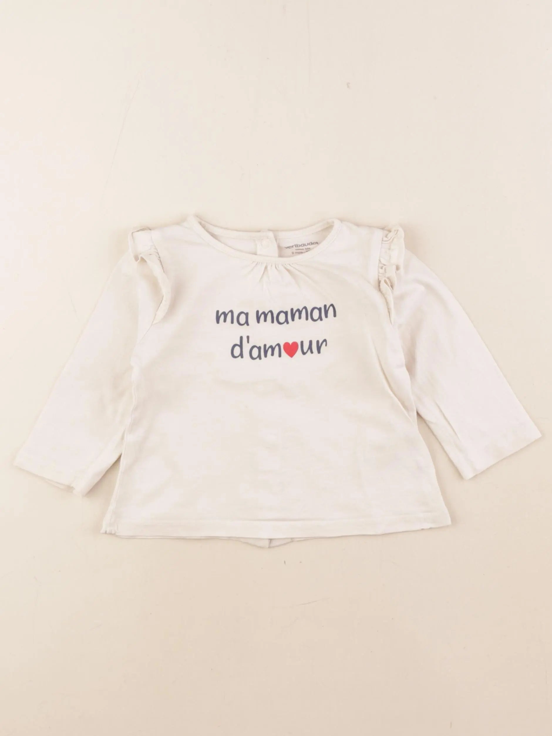 Vertbaudet - tee-shirt blanc - 9 mois