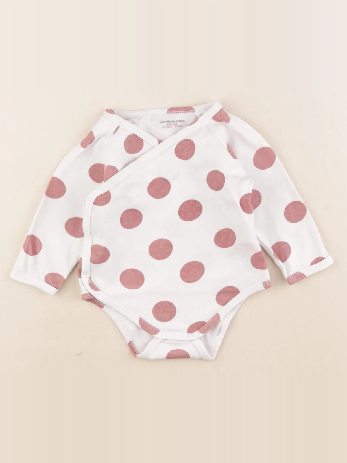 Vertbaudet - body blanc, rose - 12 mois