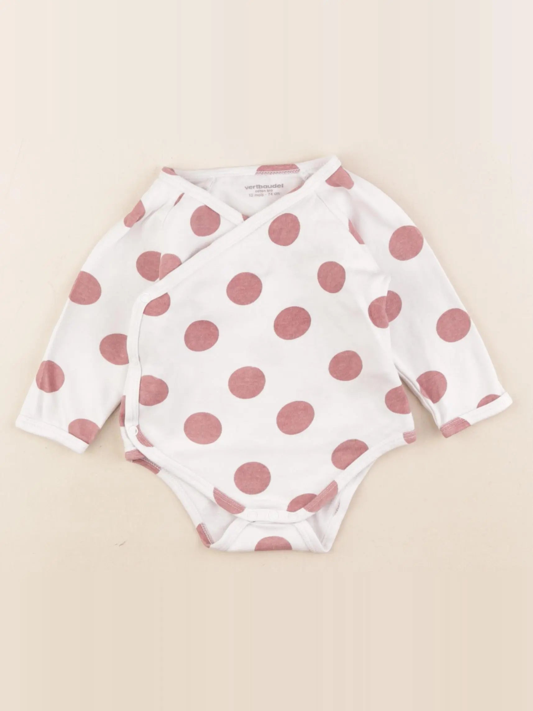 Vertbaudet - body blanc, rose - 12 mois