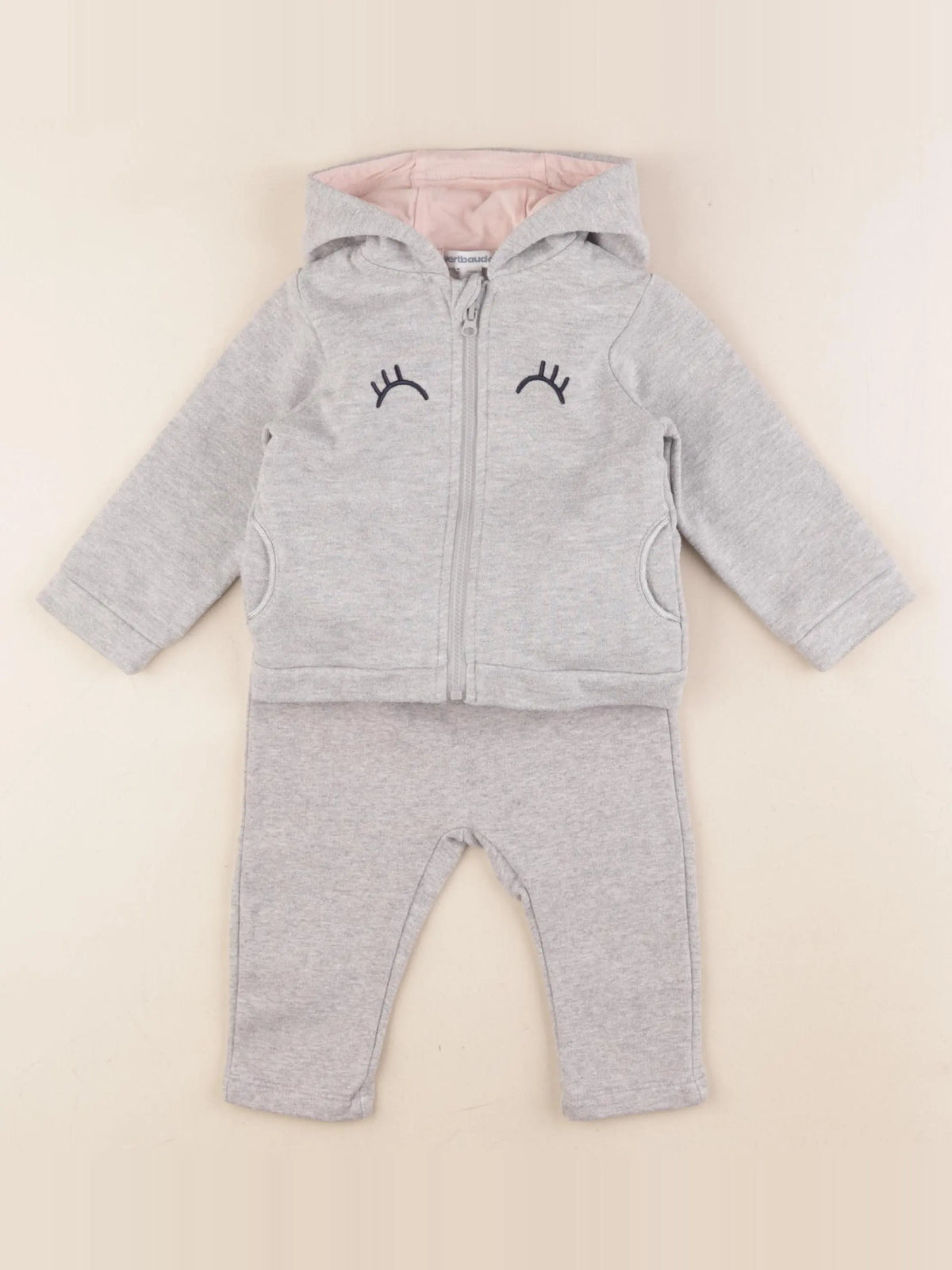 Vertbaudet - ensemble gris - 12 mois