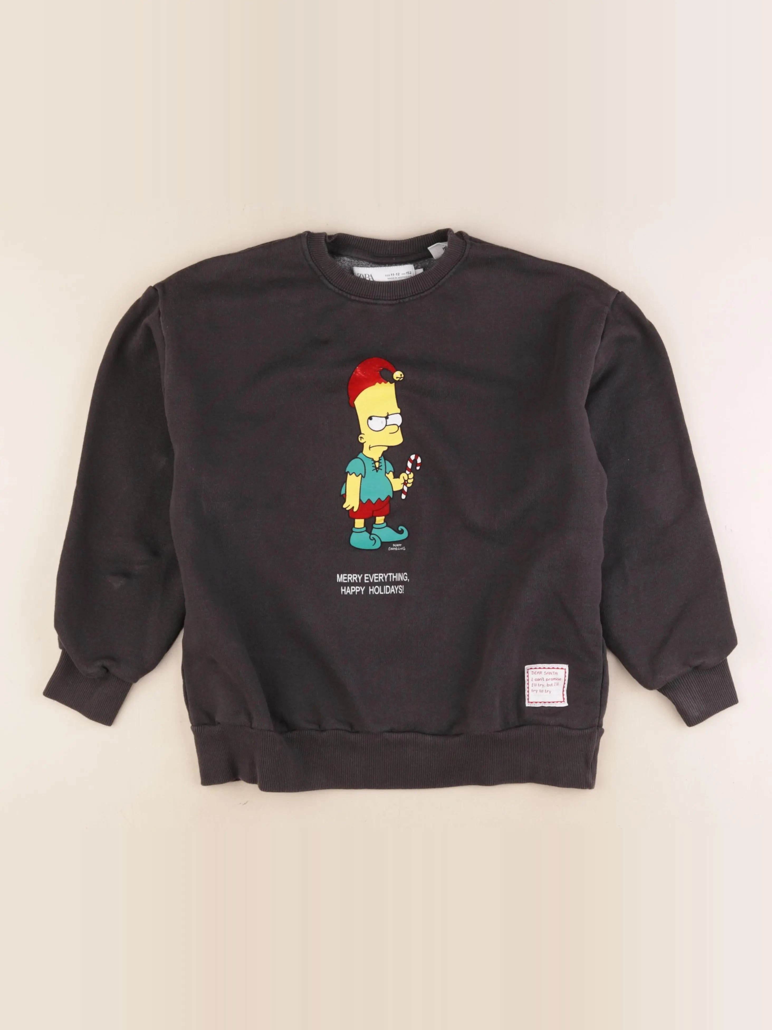 Zara - sweat imprimé au dos gris - 11/12 ans