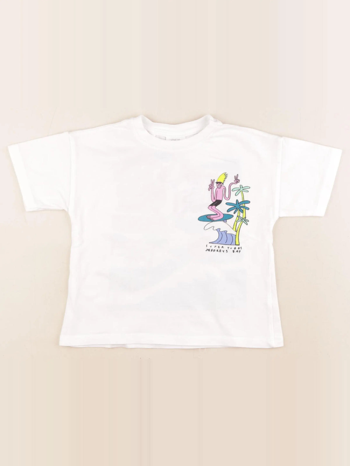 Zara - tee-shirt imprimé au dos blanc - 3 ans