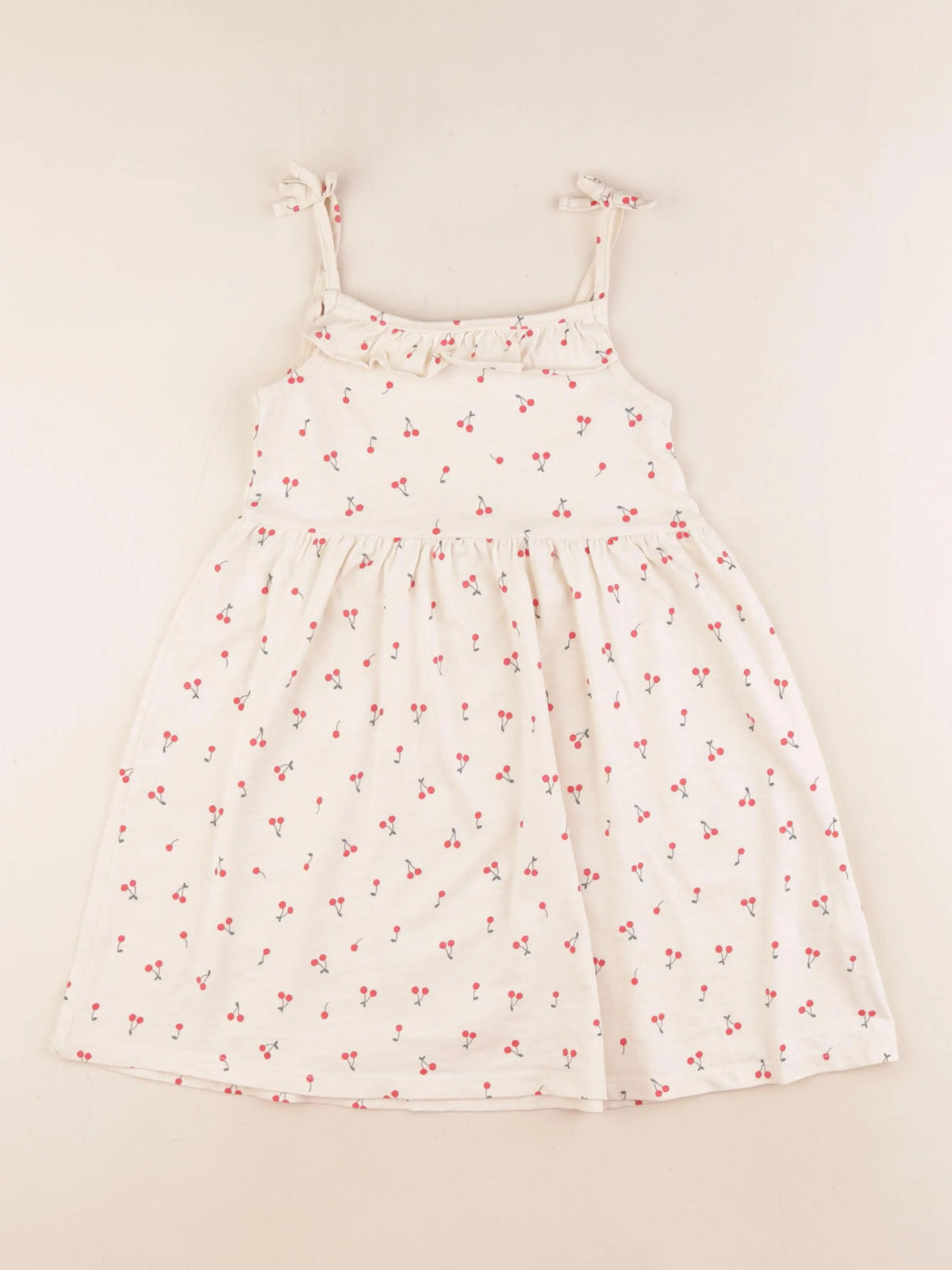 Vertbaudet - robe beige, rouge - 5 ans