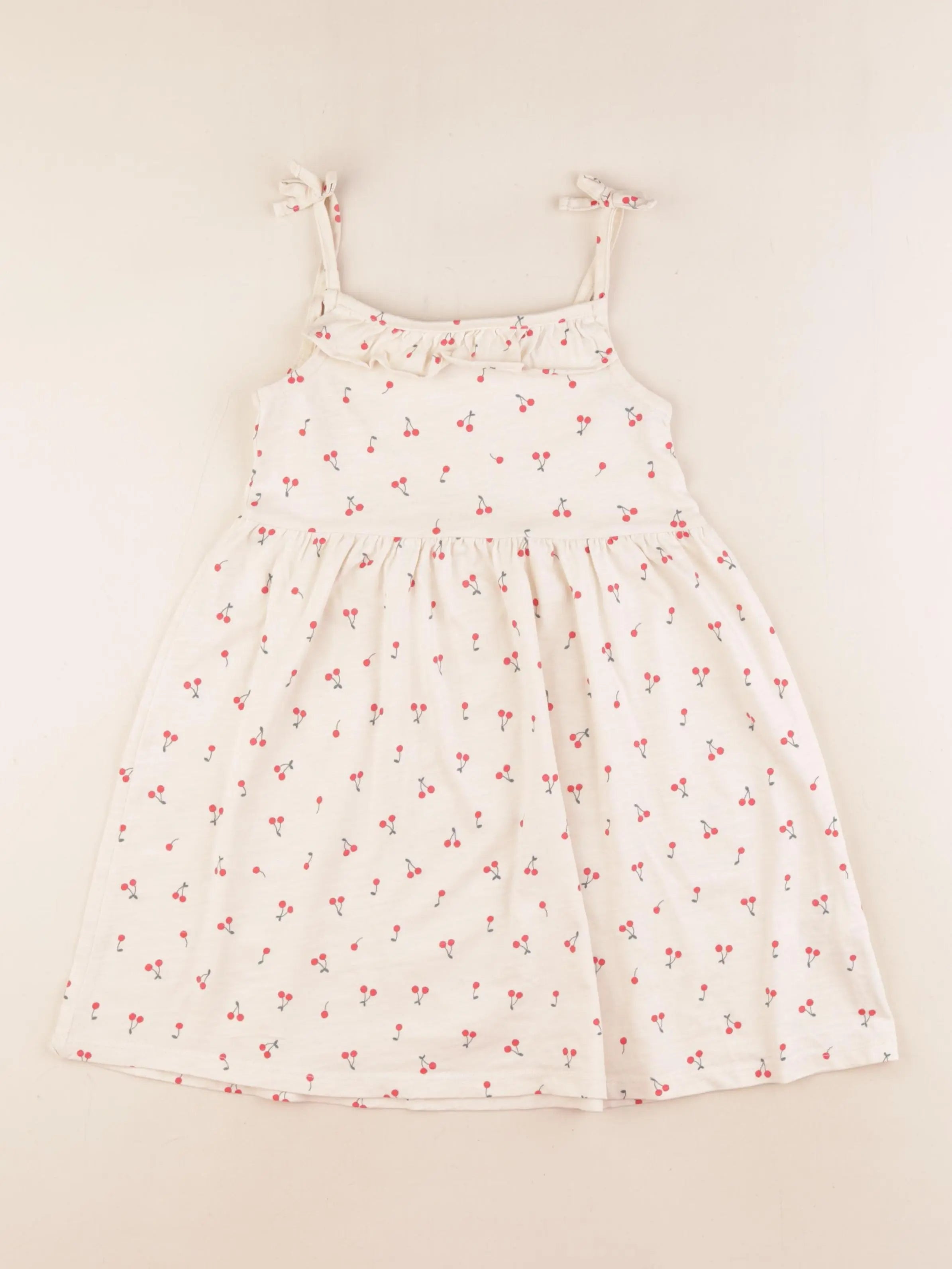 Vertbaudet - robe beige, rouge - 5 ans