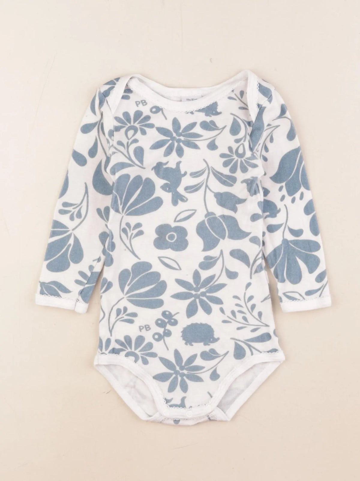 Petit Bateau - body blanc, bleu - 18 mois