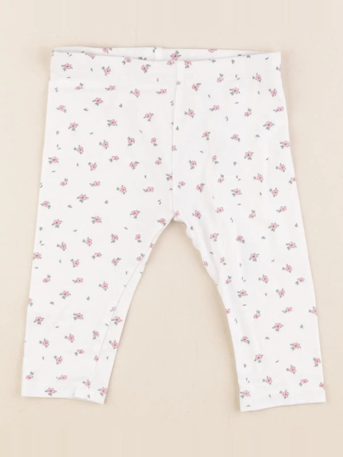Vertbaudet - legging blanc, rose - 9 mois