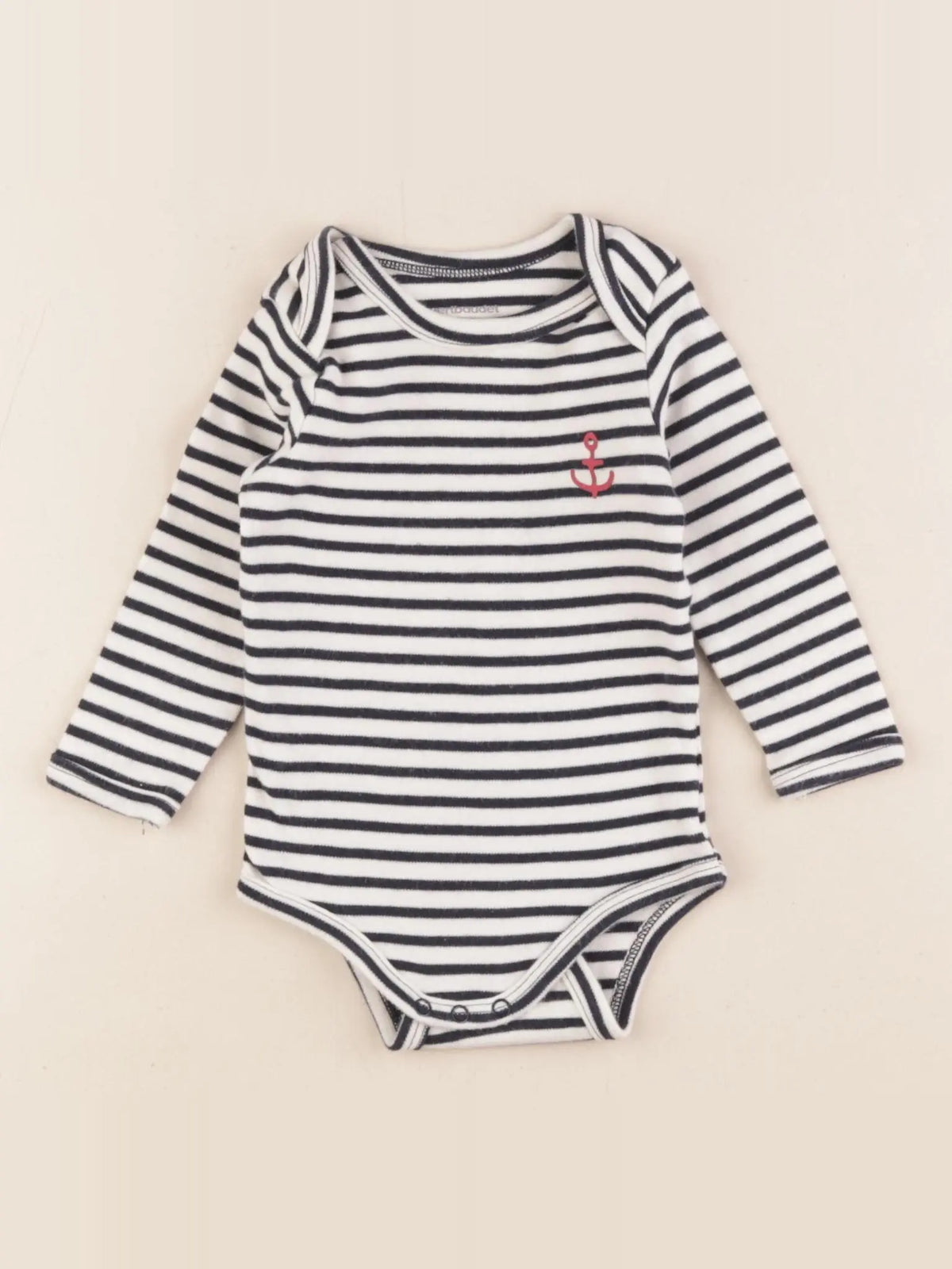 Vertbaudet - body blanc, bleu - 9 mois