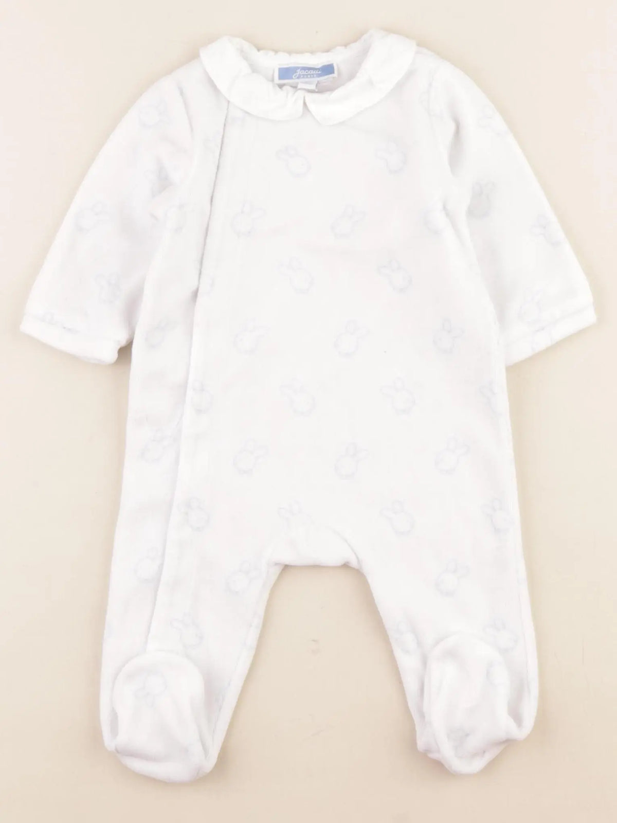 Jacadi - pyjama velours blanc, bleu - 3 mois