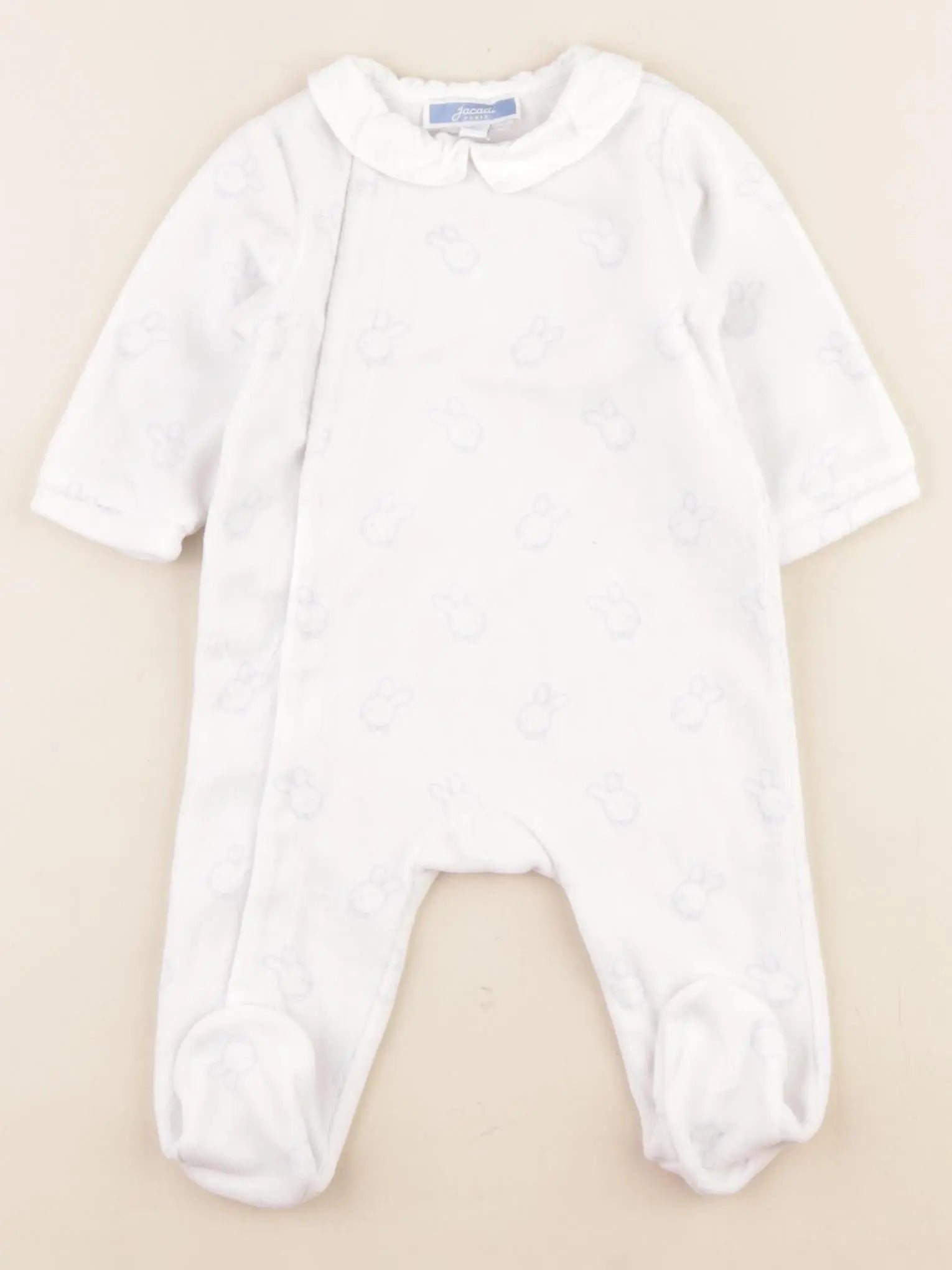 Jacadi - pyjama velours blanc, bleu - 3 mois