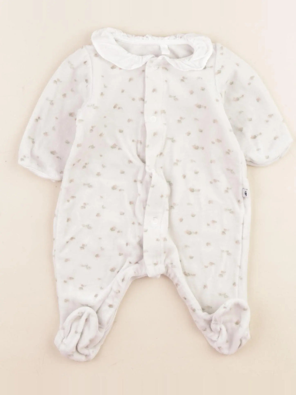 Petit Bateau - pyjama velours blanc - 1 mois