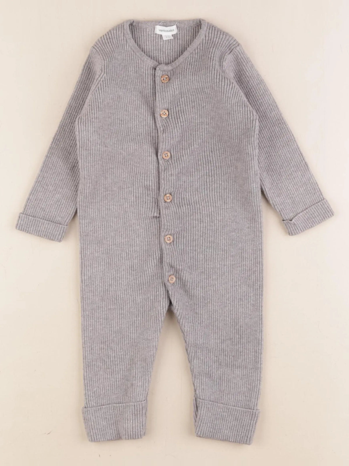 Vertbaudet - combinaison gris - 9 mois