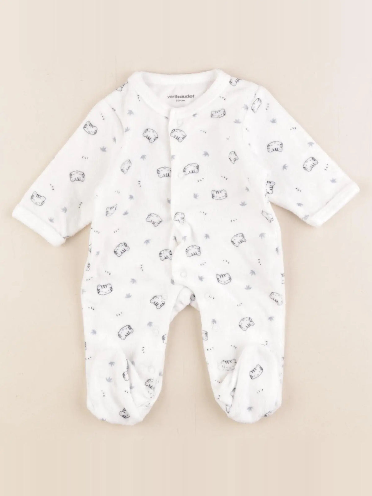Vertbaudet - pyjama velours blanc - 0 mois